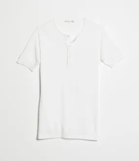 Merz b. Schwanen 103 Short Sleeve Henley - White