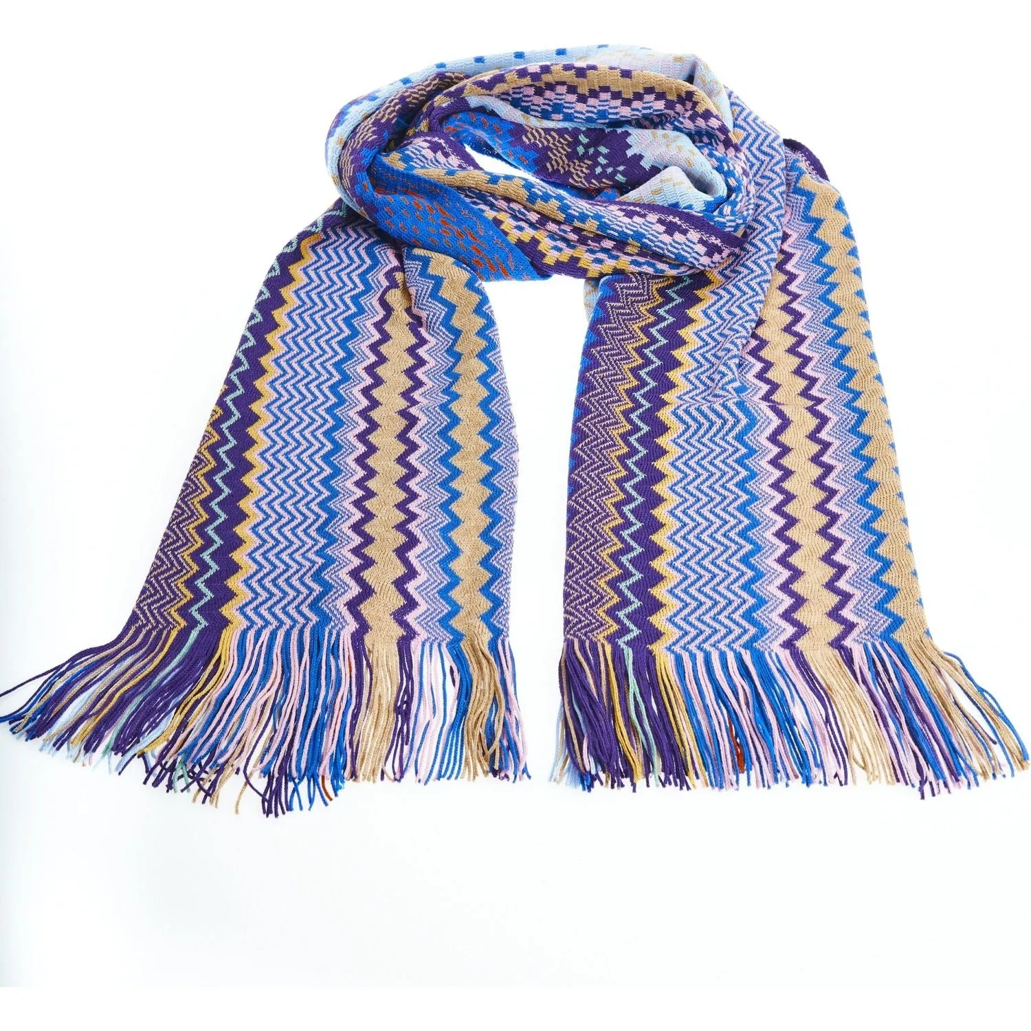 Missoni Geometric Pattern Fringed Luxury Scarf