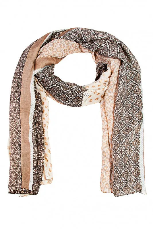 Multi Floral Pattern Lightweight Scarf