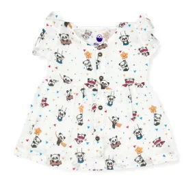 Muslin Frock for Baby Girl - Butterfly Sleeve 100% Organic Cotton -Cute Teddy