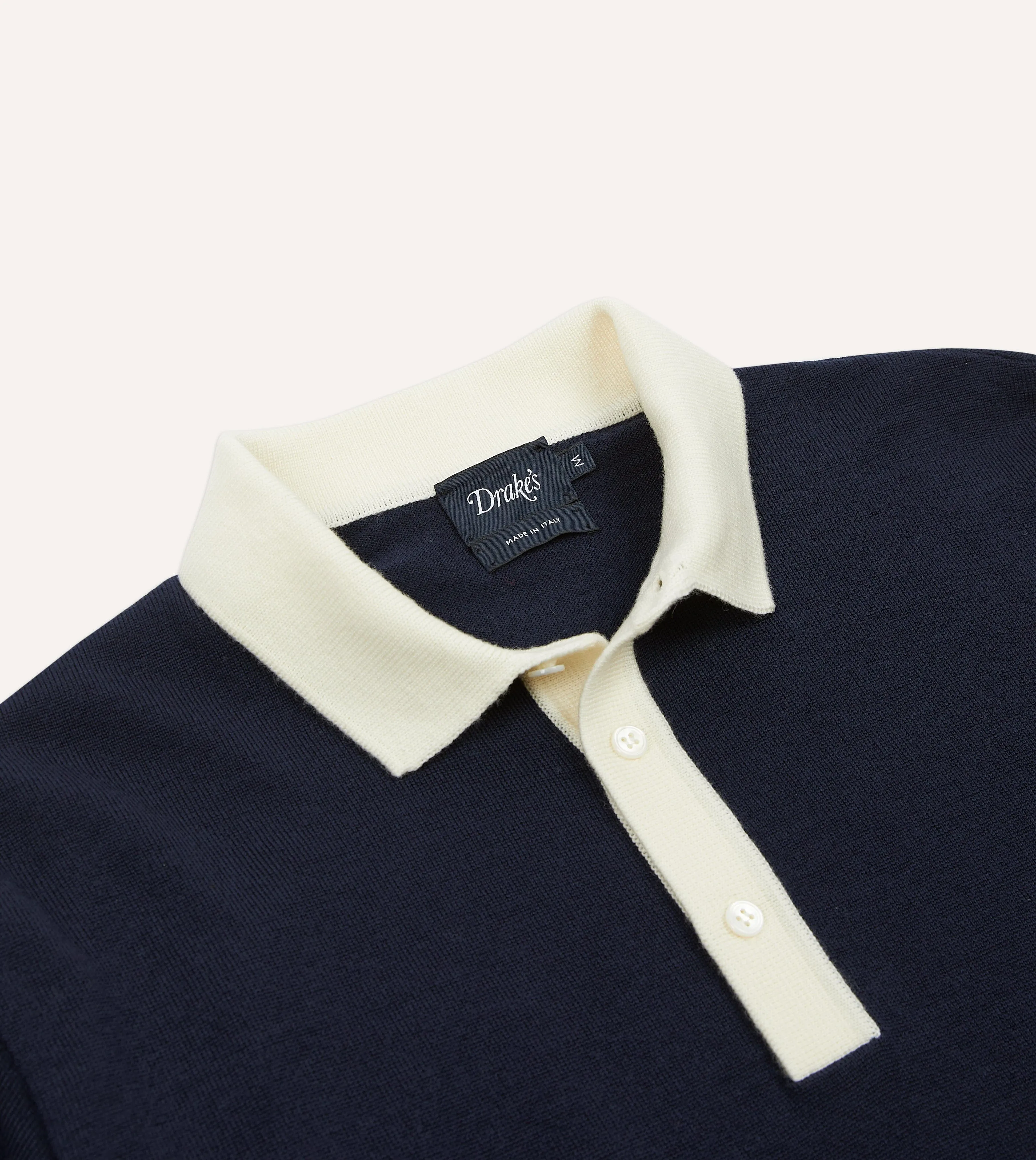 Navy Merino Wool Knitted Rugby Shirt