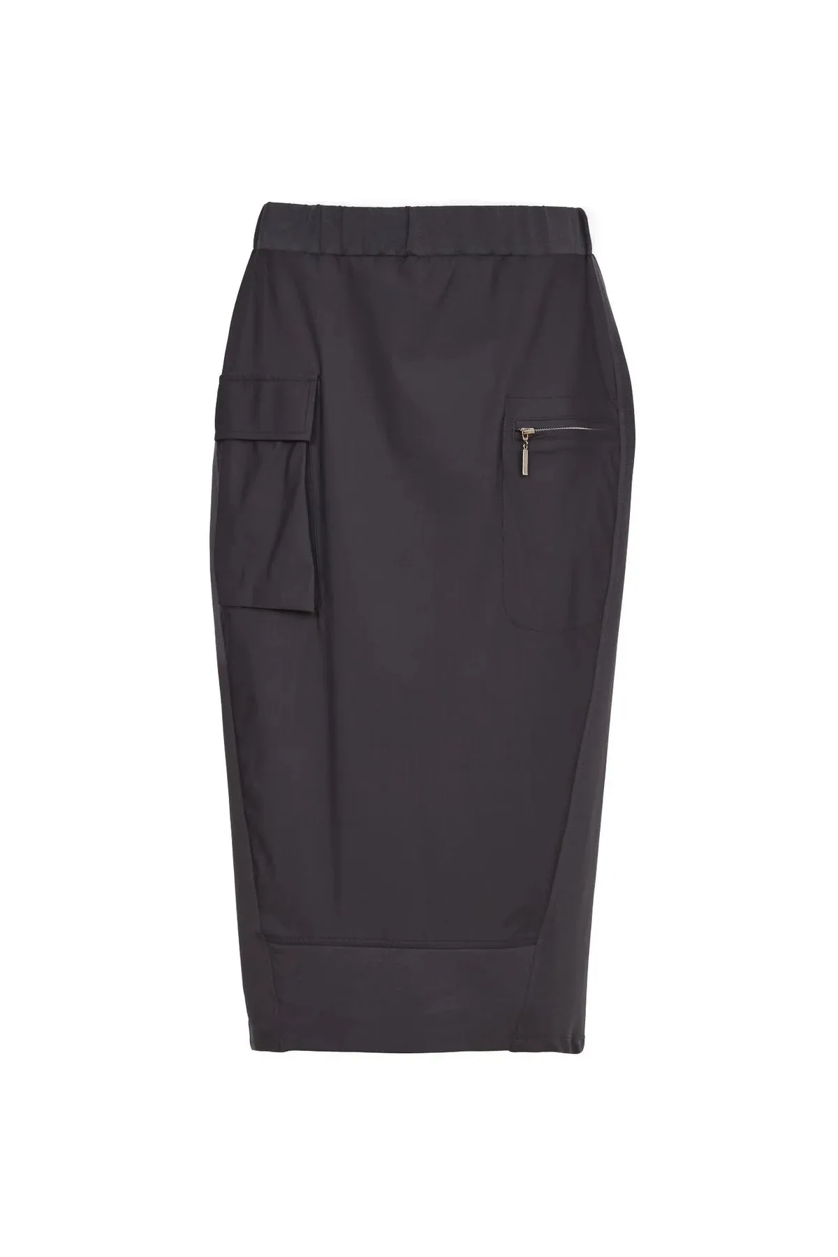 Naya Anthracite Skirt With Contrast Front Panel And Pocket/Zip