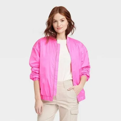 New - A New Day Women's Zip-Up Bomber Jacket Metallic