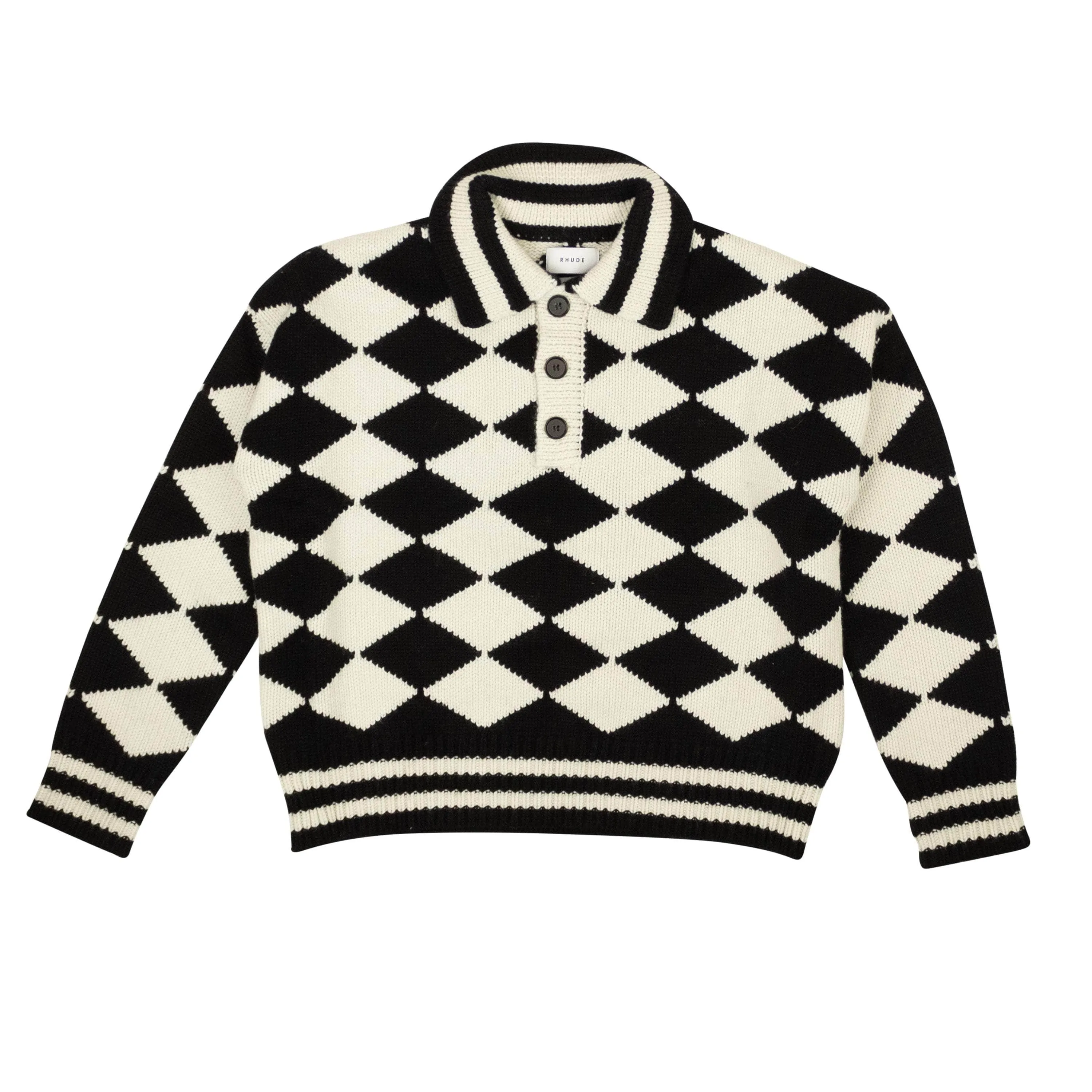 NWT RHUDE x McLaren Black & White Flag Polo Sweater Size L $1245