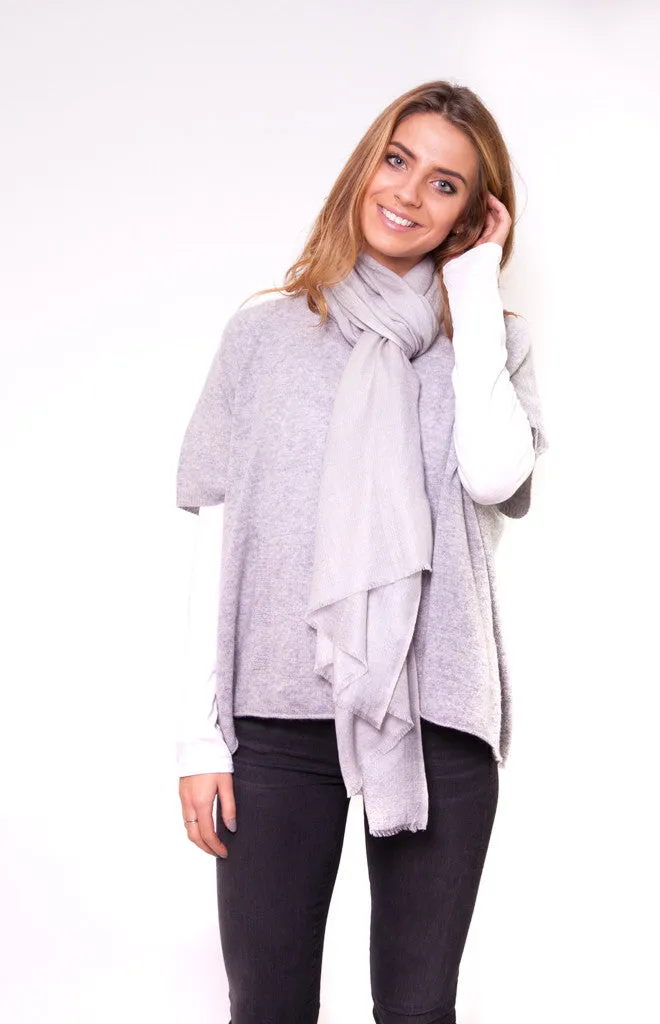 Pale Silver Grey Full Cashmere Scarf