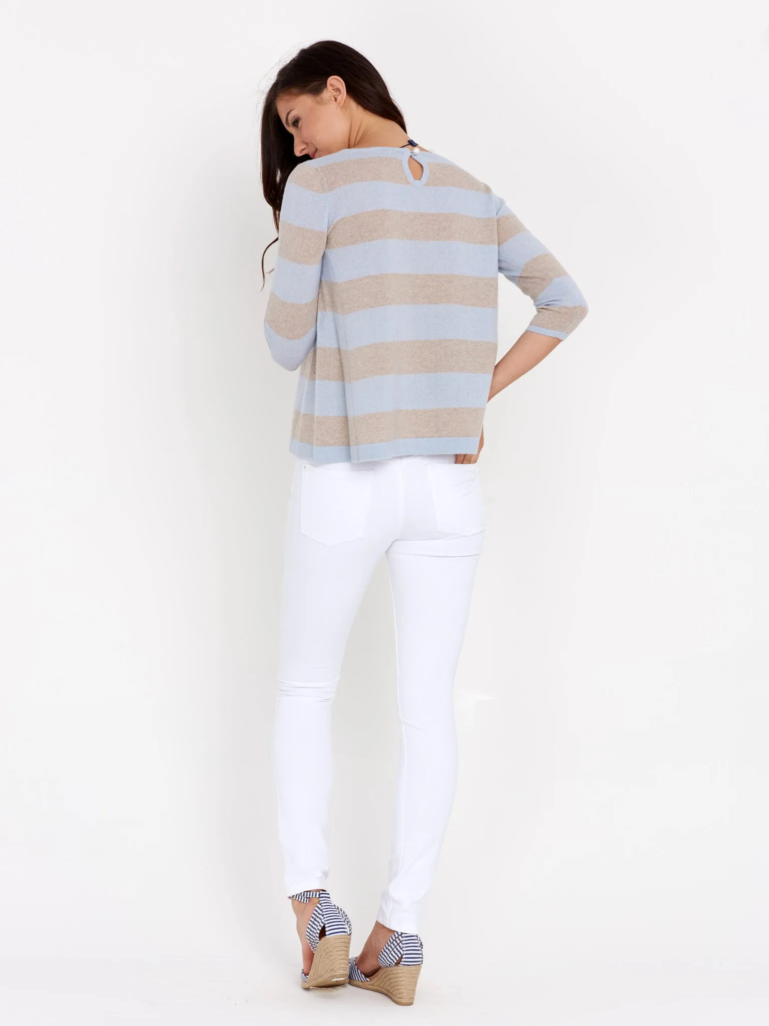 Pearl Back Stripe Sweater