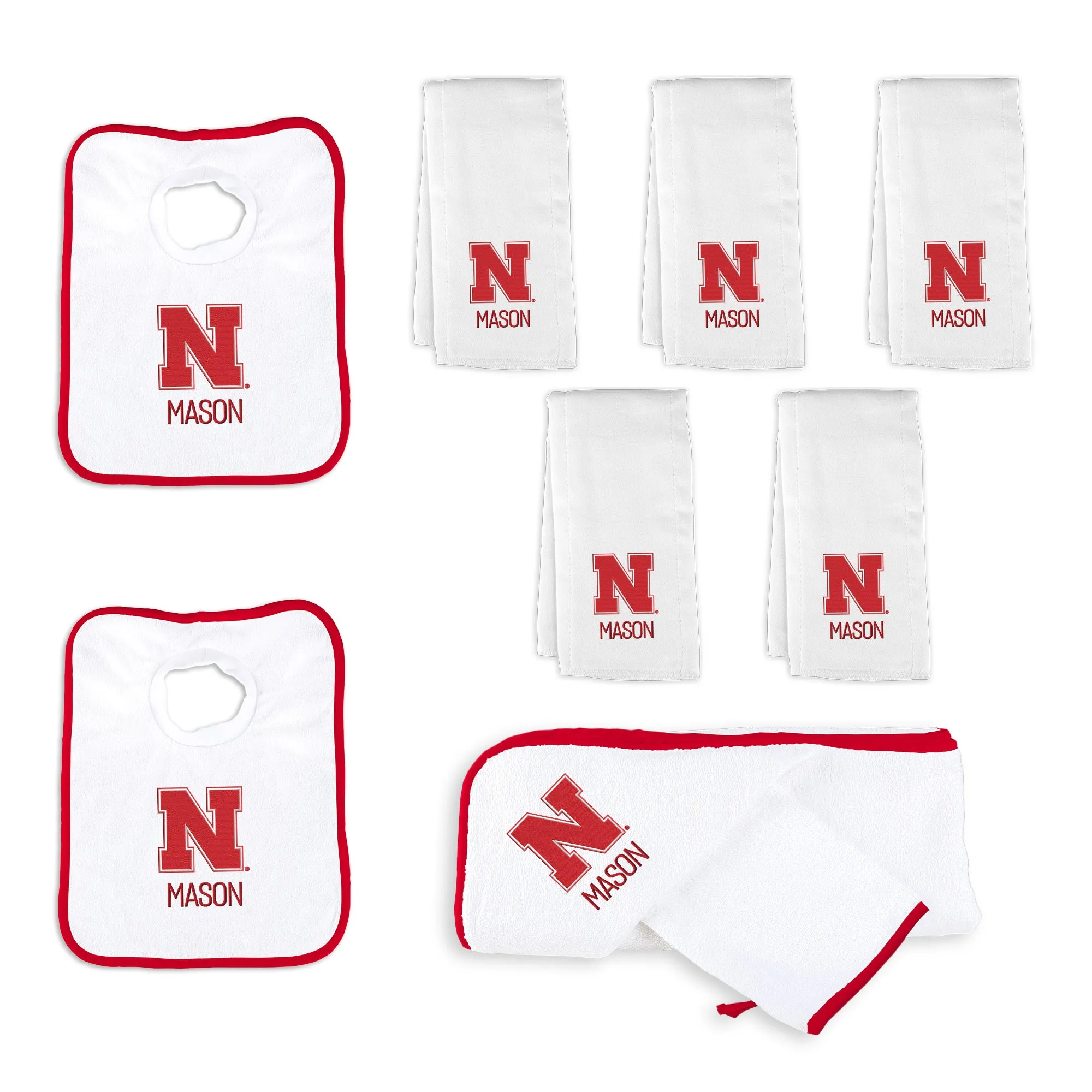 Personalized Nebraska Cornhuskers Script Huskers Large Basket - 9 Items