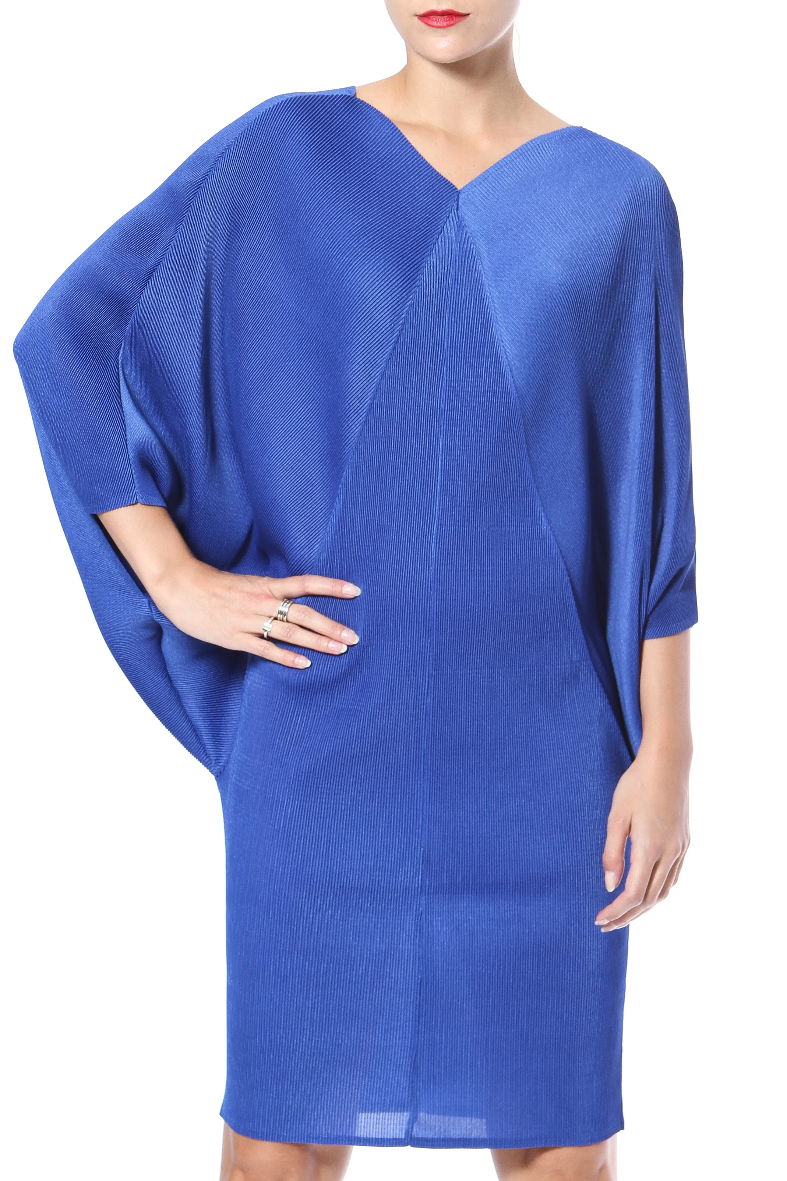 Pleated Dolman Sleeve Dress