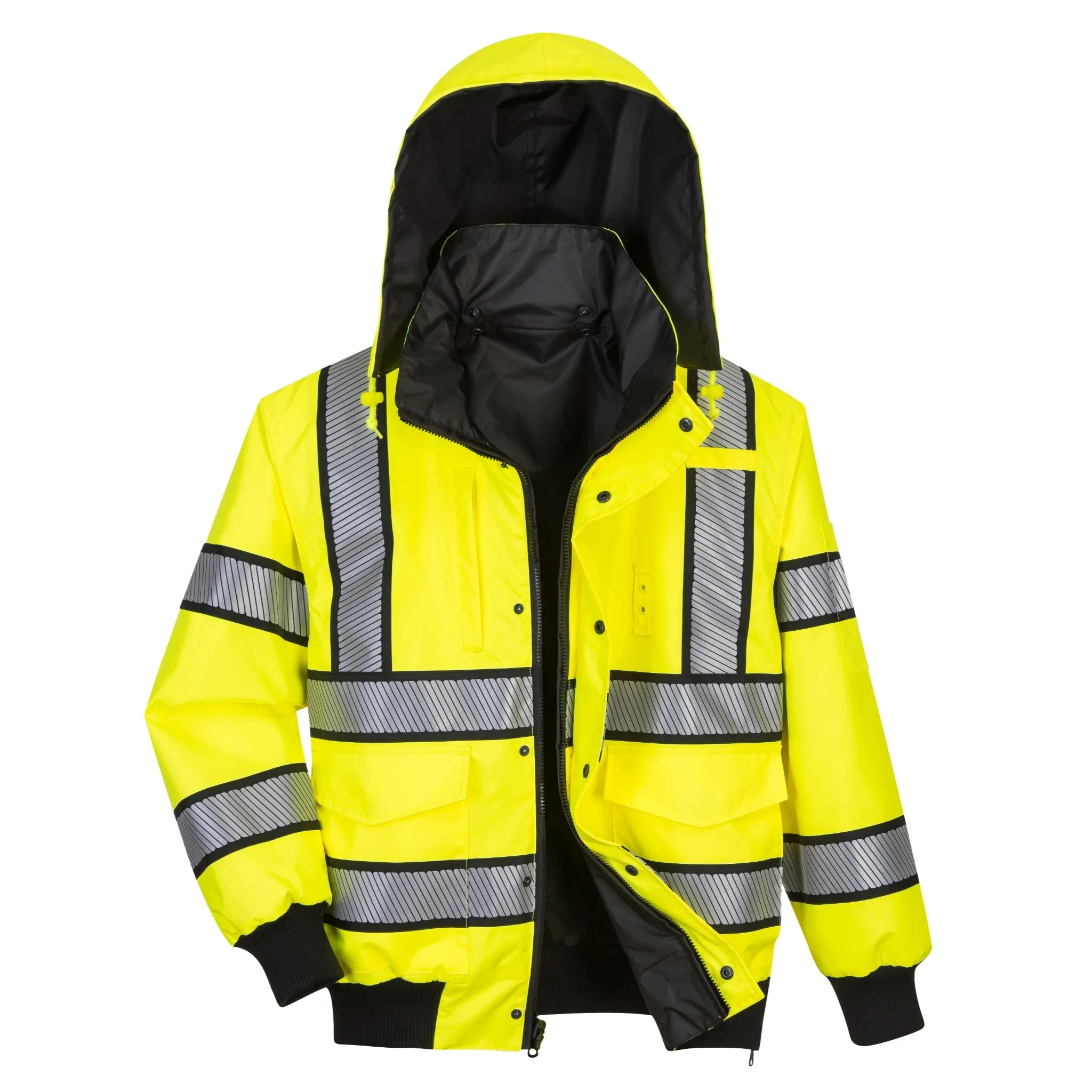 PORTWEST® Reversible Hi Vis Winter Bomber Jacket - Waterproof - ANSI Class 3 - UH449