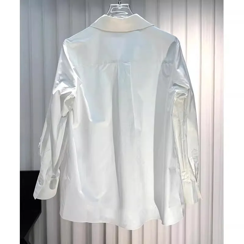 Pre Order:  3D Flower Long Sleeve Solid Loose Shirt