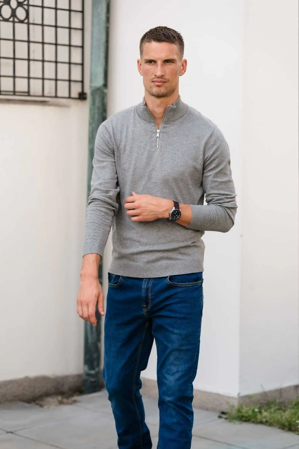 Pullover Half Zip - Grey Melange