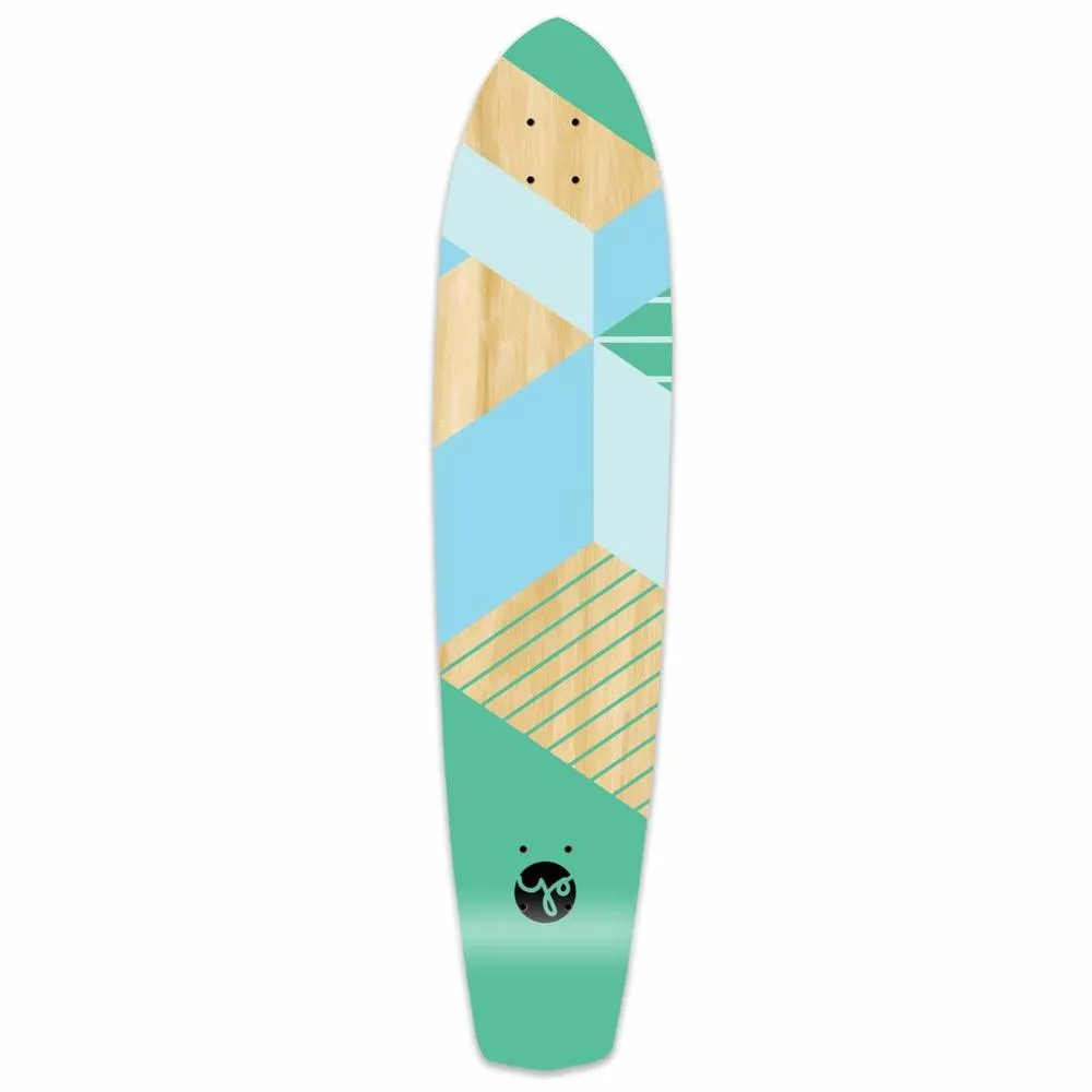 Punked Slimkick Longboard Deck - Geometric Series - Green