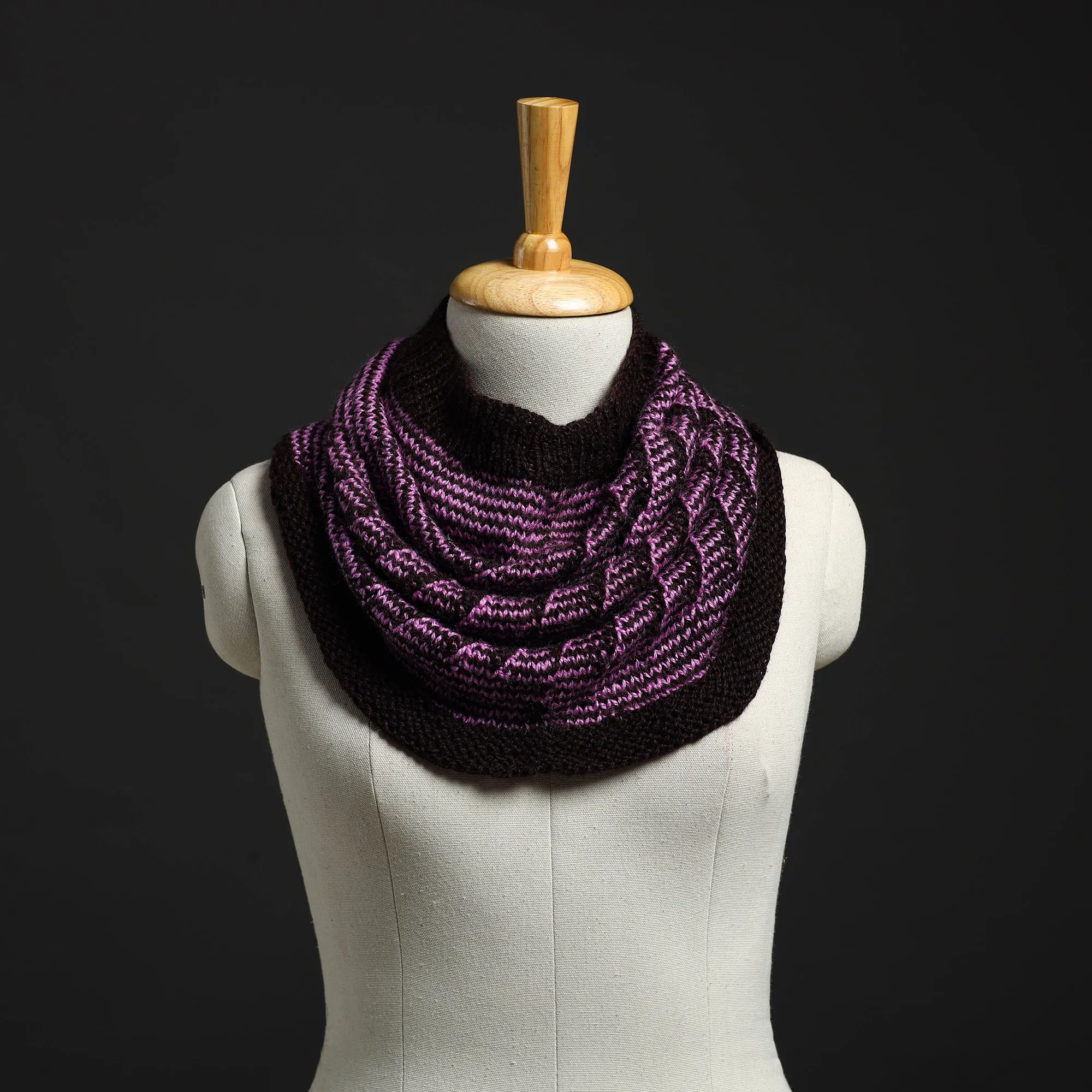 Purple - Kumaun Hand Knitted Woolen Cowl 99