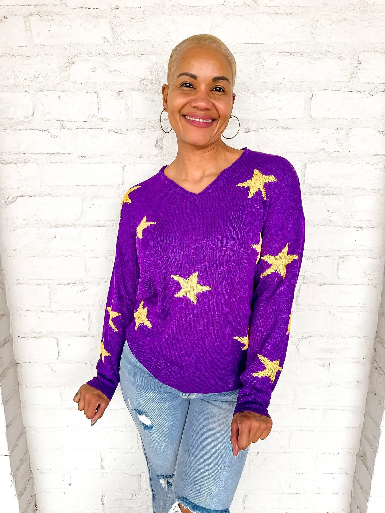 Queen Of Americana Game Day Sweater Purple