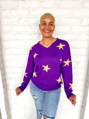 Queen Of Americana Game Day Sweater Purple