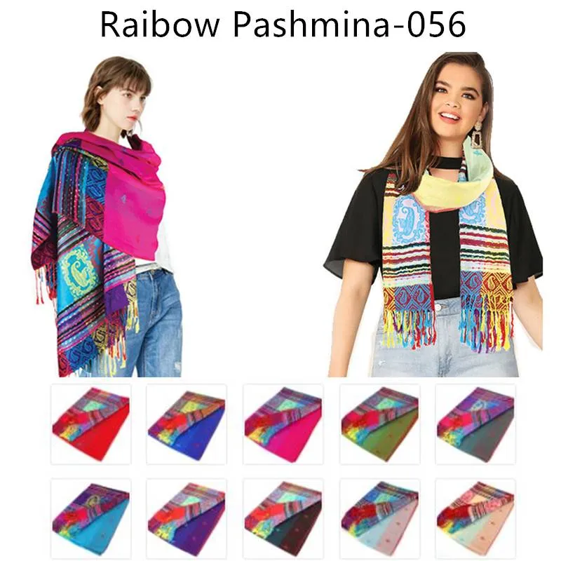 Rainbow Pashmina Scarf Shawls 056