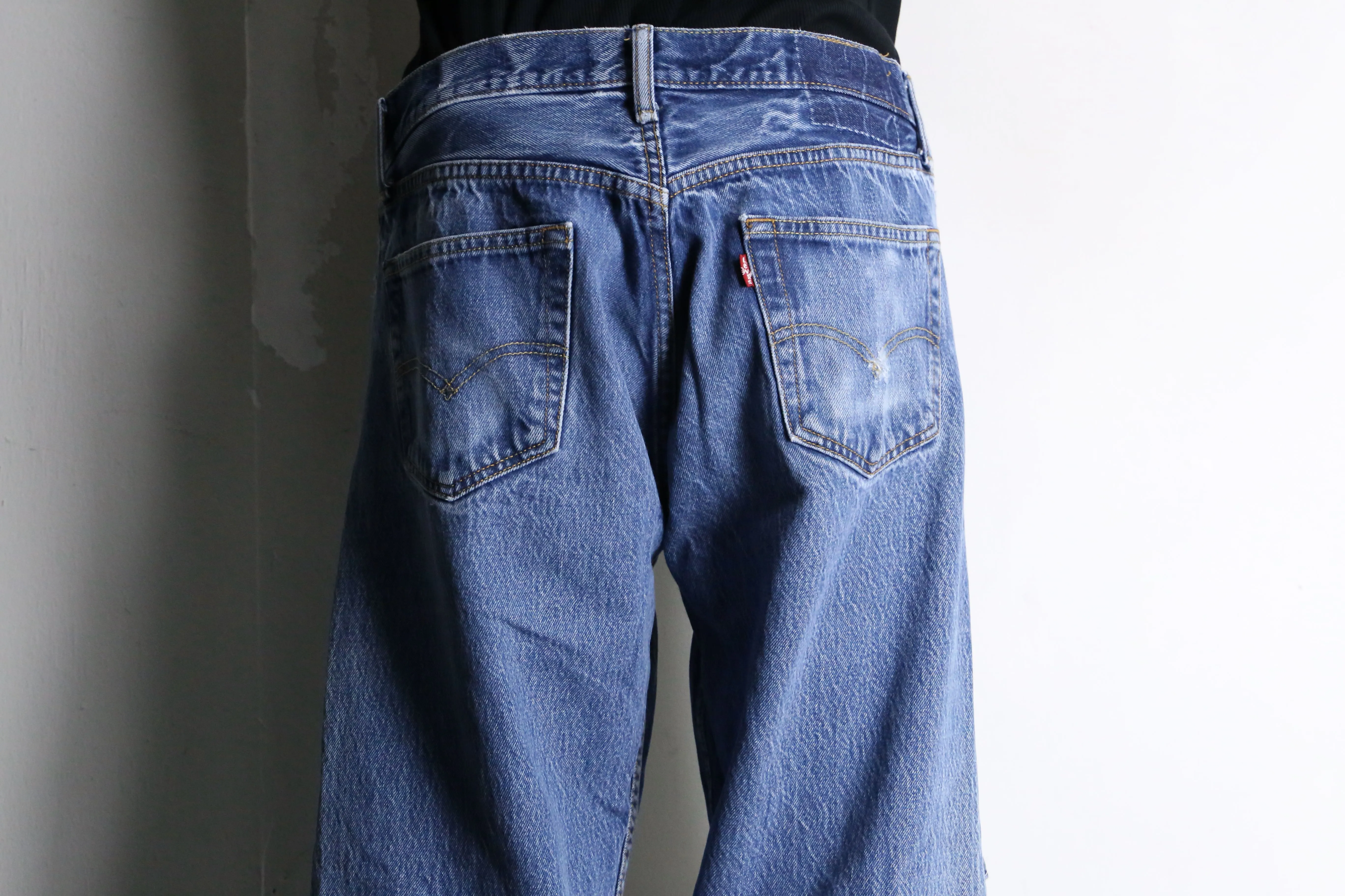 “Re:make” patchwork design flare denim pants