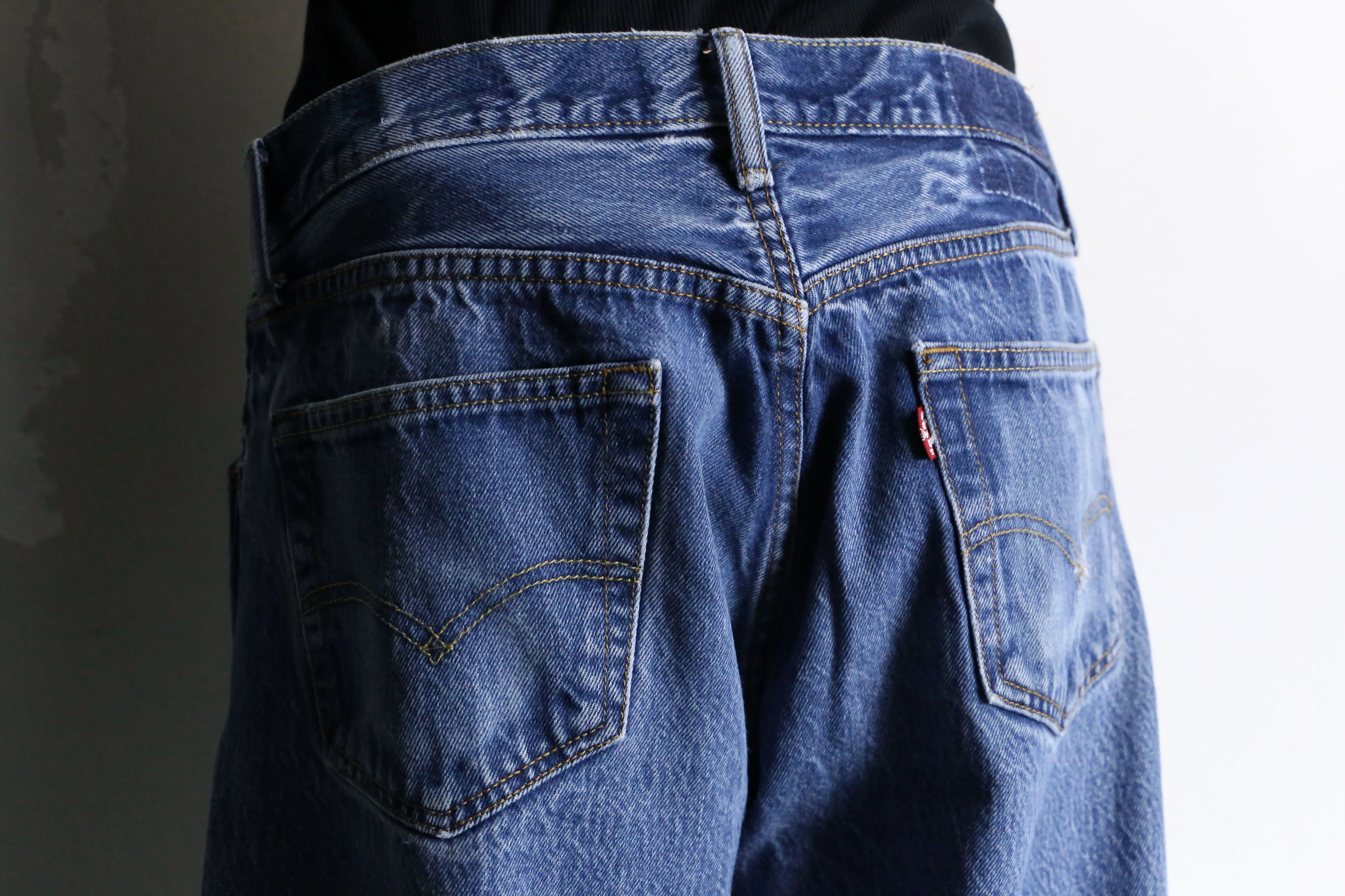 “Re:make” patchwork design flare denim pants