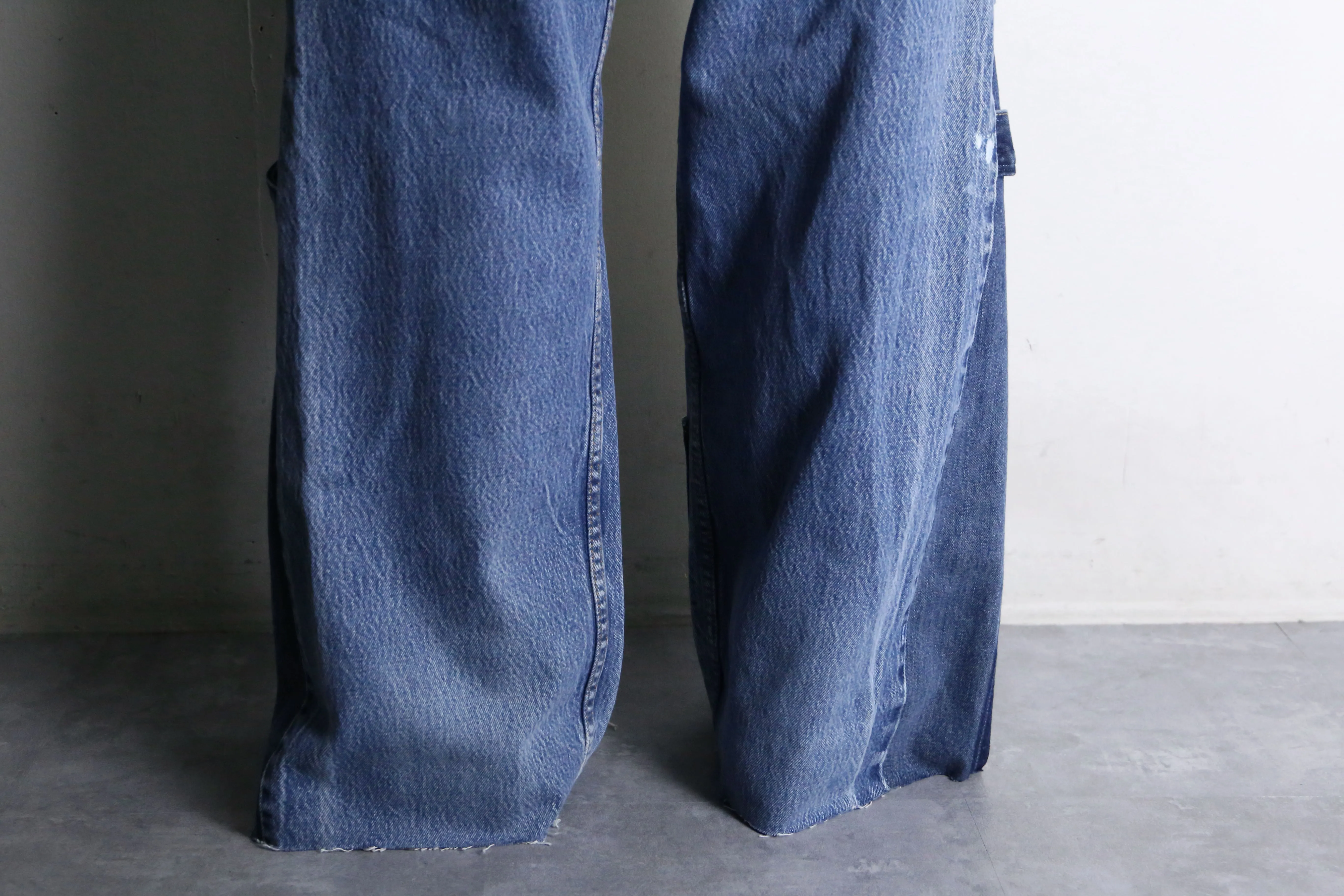 “Re:make” patchwork design flare denim pants