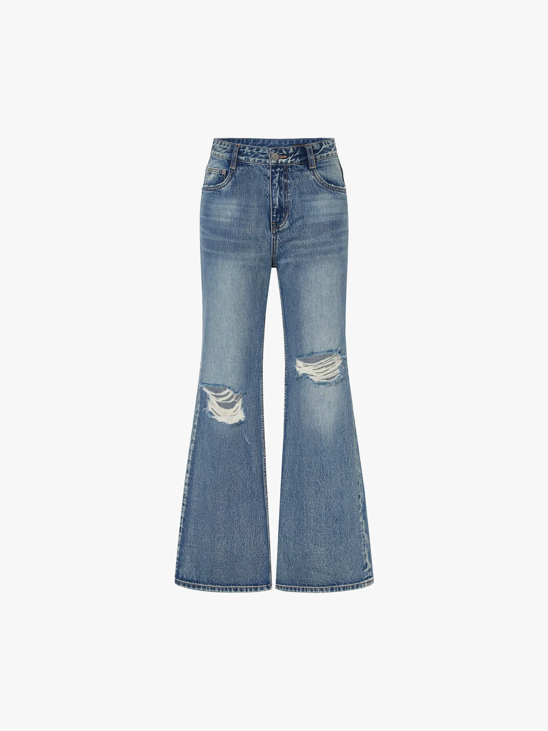 Ripped Detail Flared Jeans