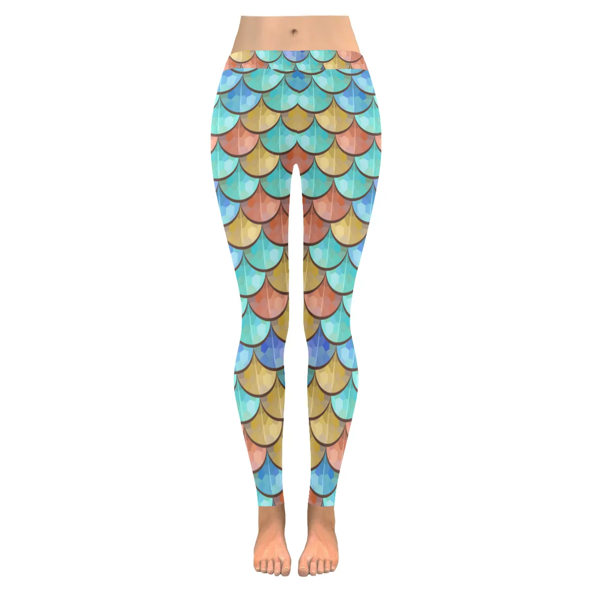 River Fish Scales Women's Low Rise Leggings (Invisible Stitch)