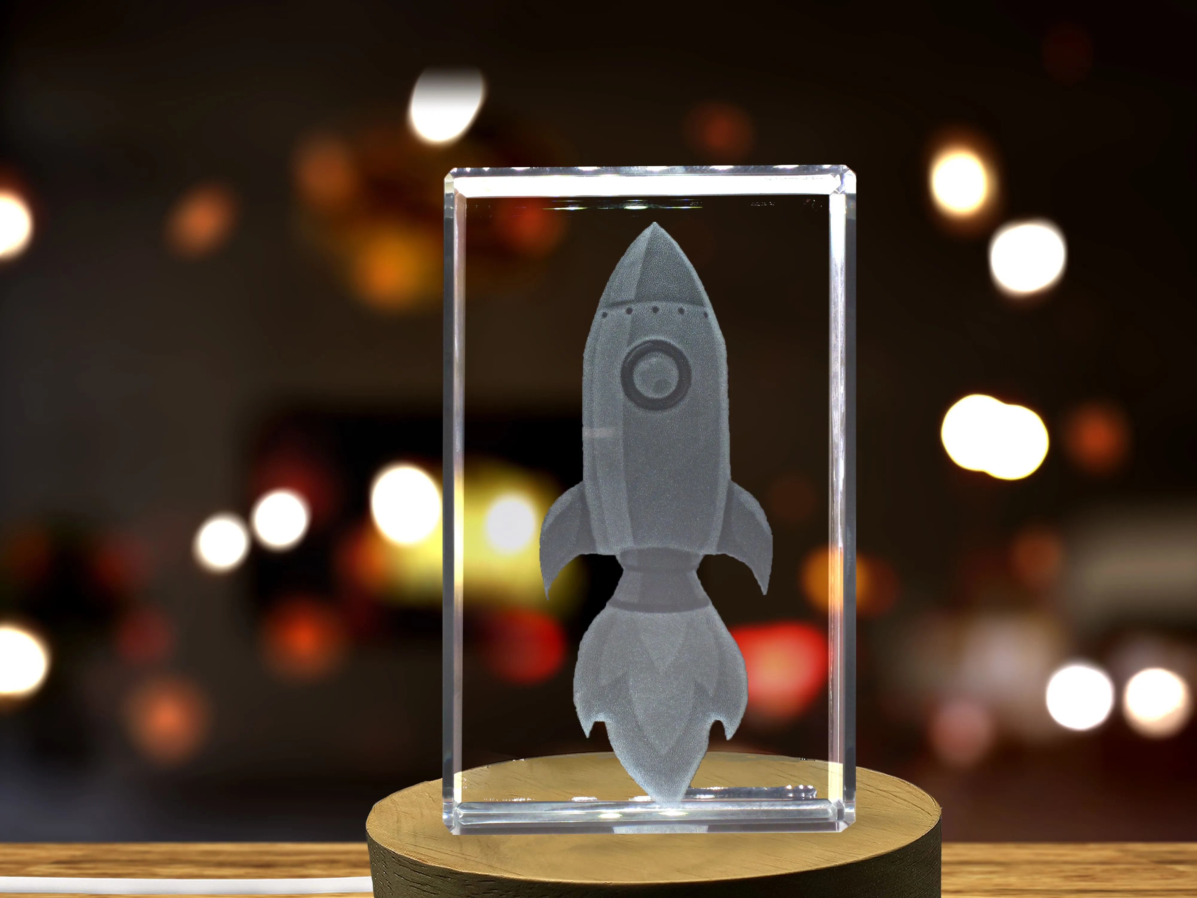 Rocket Space Ship 3D Engraved Crystal 3D Engraved Crystal Keepsake/Gift/Decor/Collectible/Souvenir