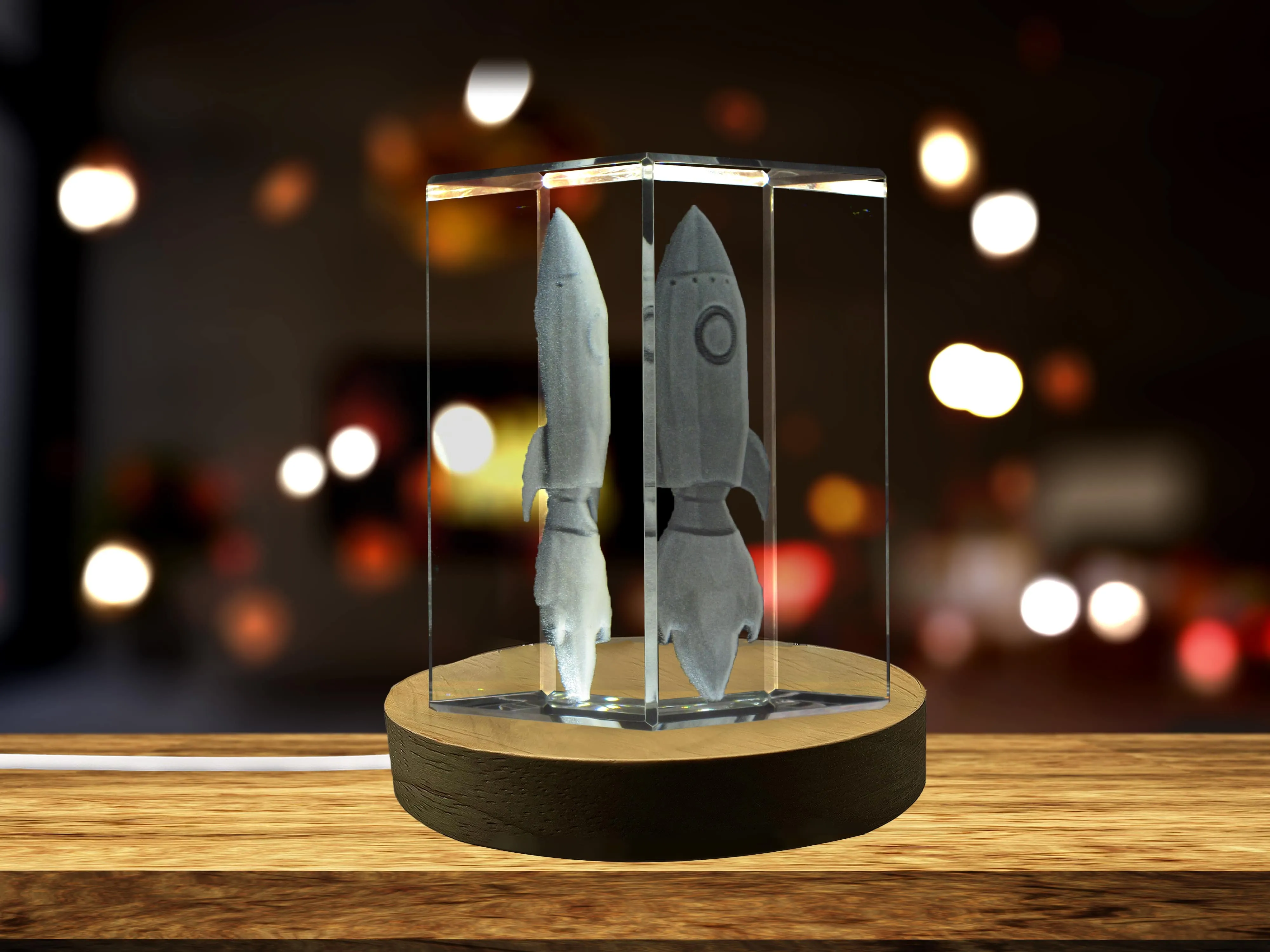 Rocket Space Ship 3D Engraved Crystal 3D Engraved Crystal Keepsake/Gift/Decor/Collectible/Souvenir