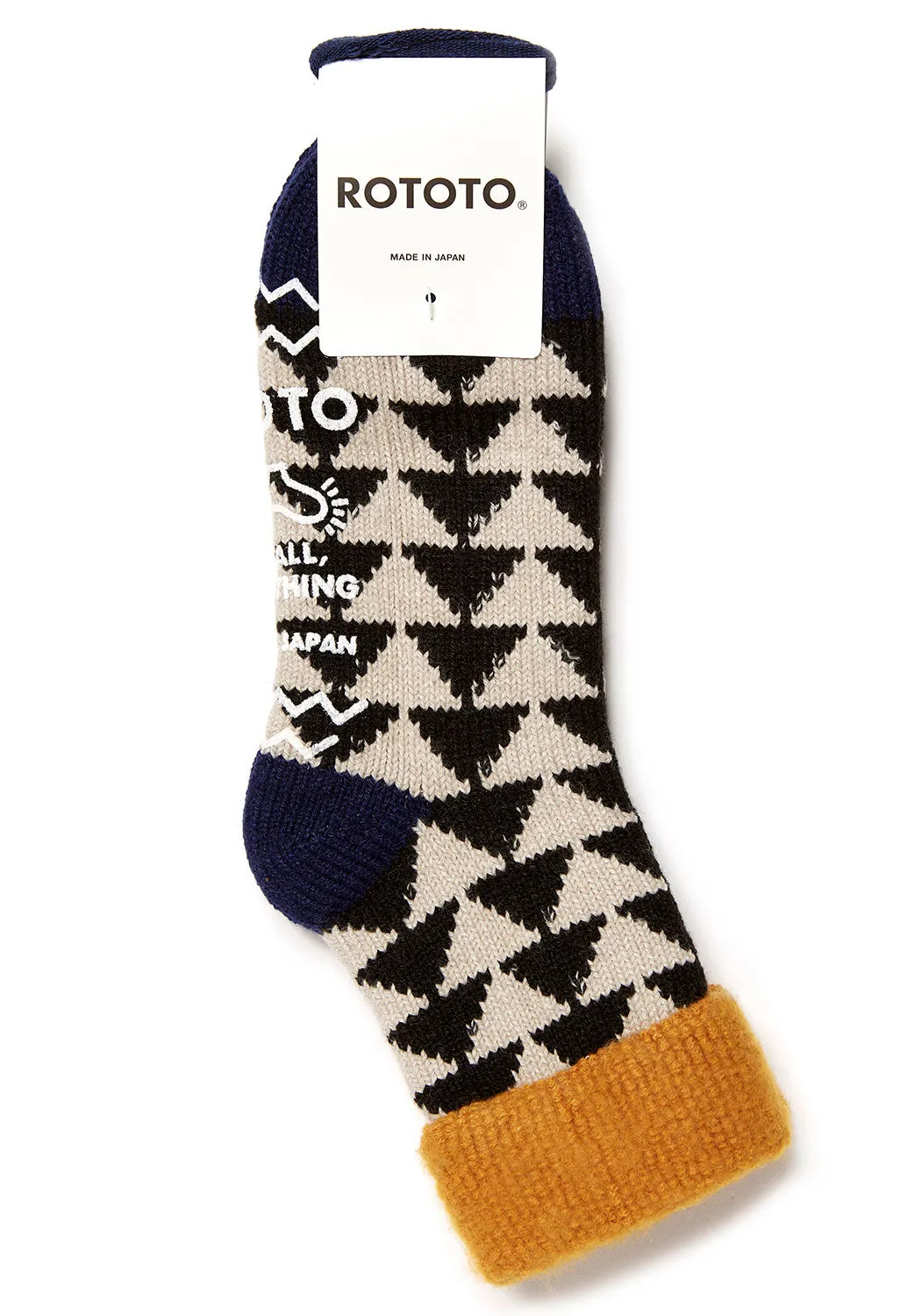 ROTOTO Comfy Room Sankaku Socks - Gold/Black/Navy