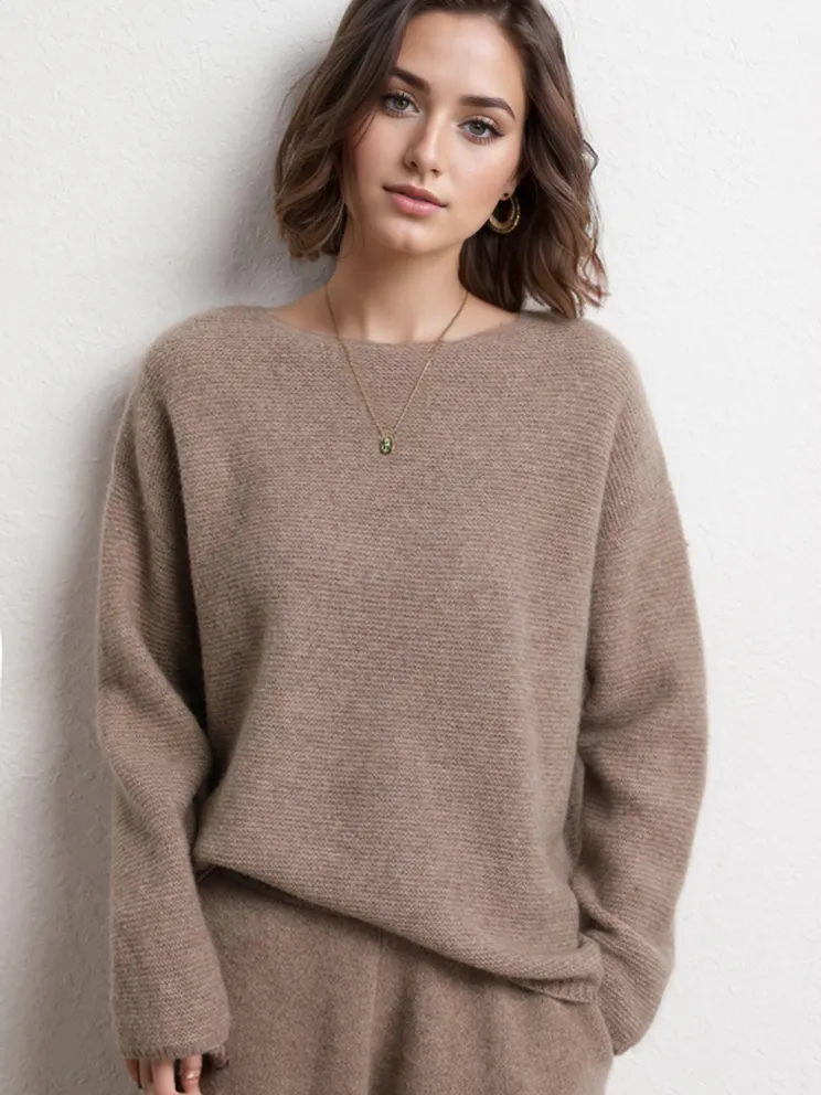 Round Neck Loose Thick and Cozy Pure Cashmere Sweater