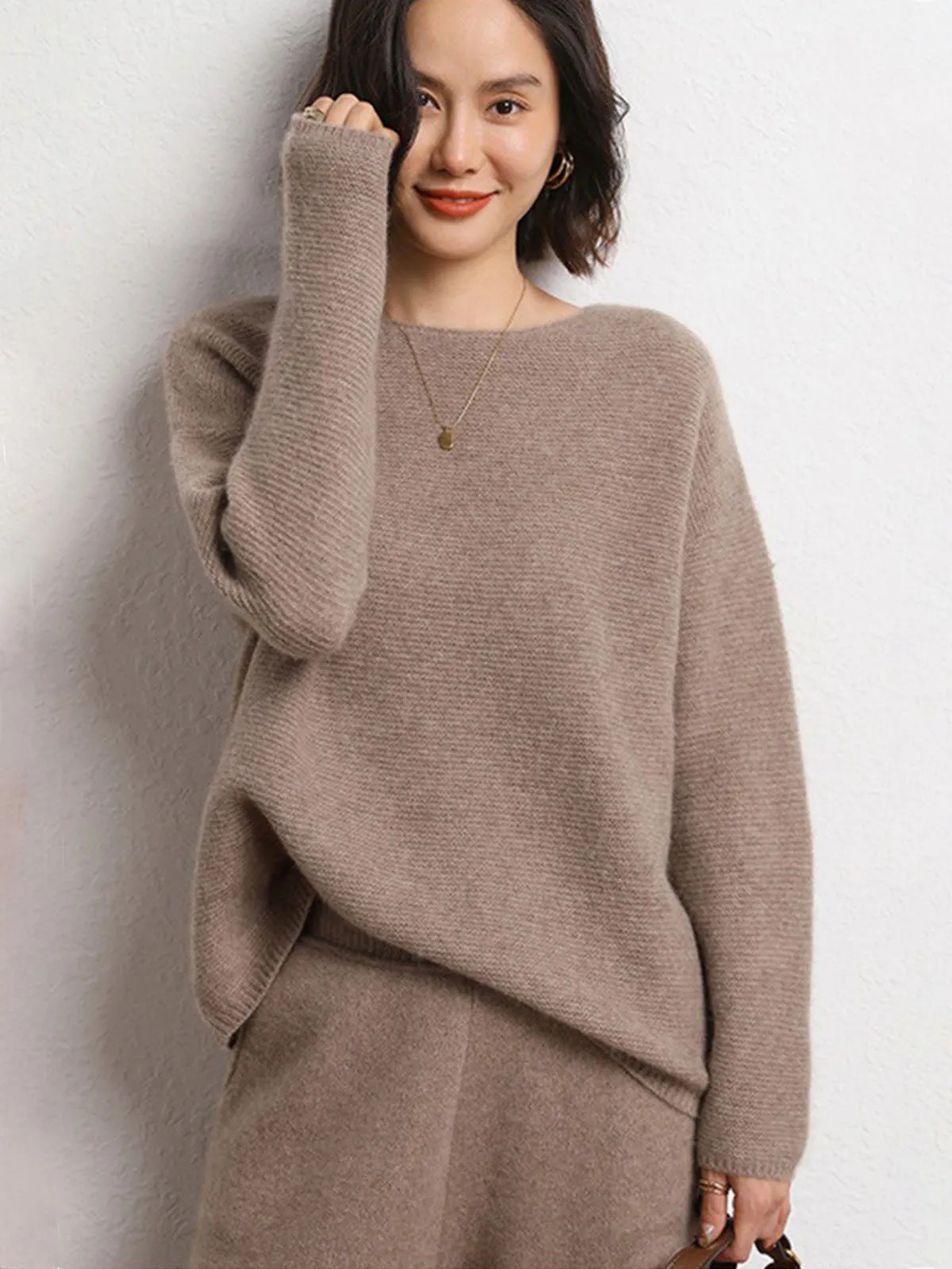 Round Neck Loose Thick and Cozy Pure Cashmere Sweater