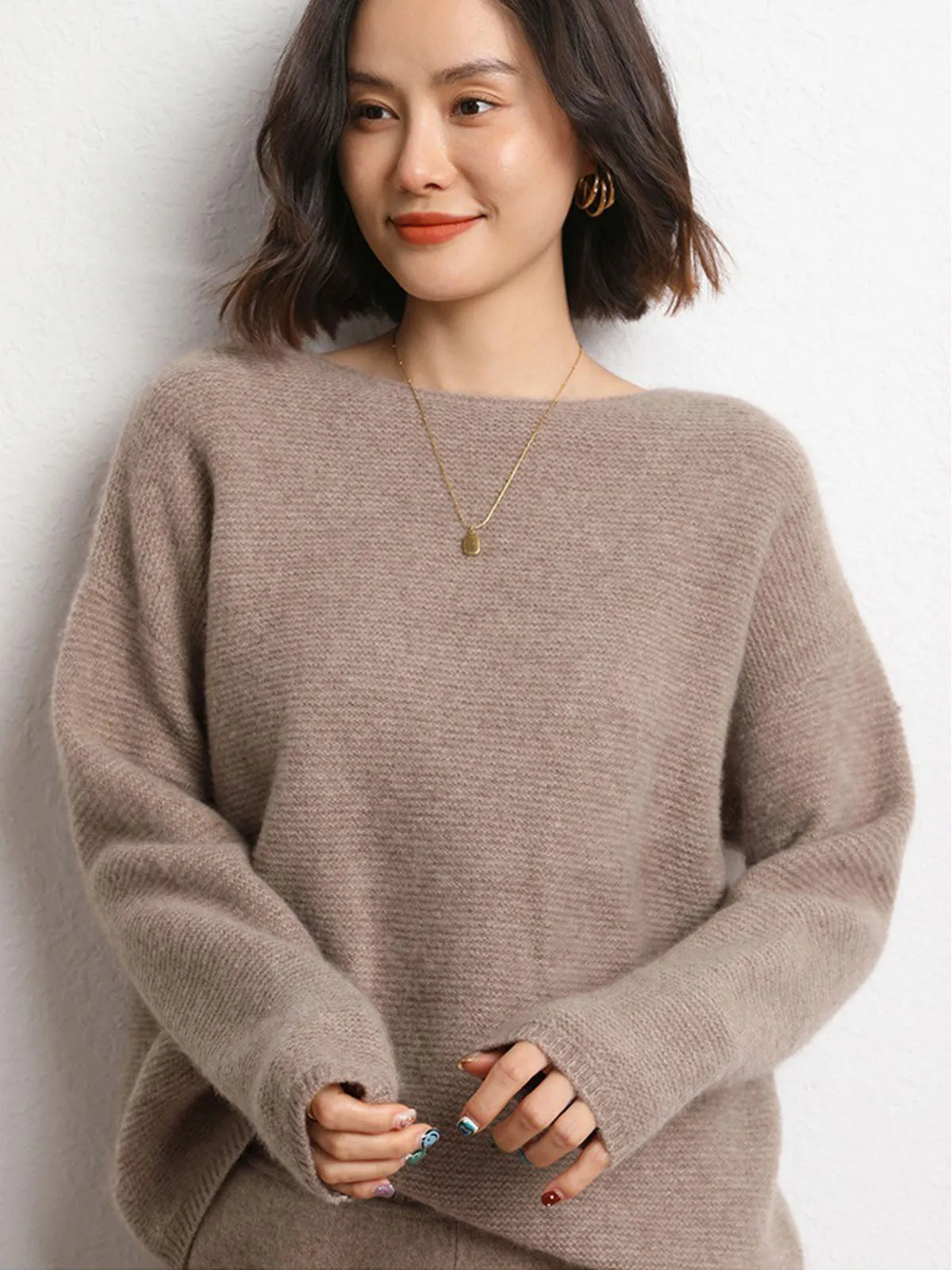 Round Neck Loose Thick and Cozy Pure Cashmere Sweater