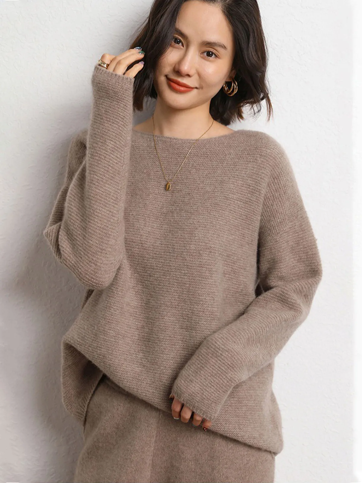 Round Neck Loose Thick and Cozy Pure Cashmere Sweater