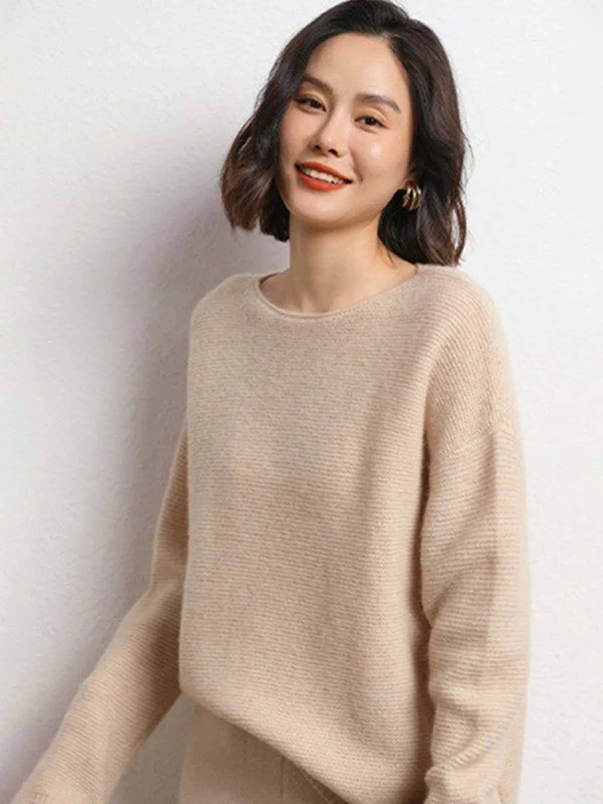 Round Neck Loose Thick and Cozy Pure Cashmere Sweater