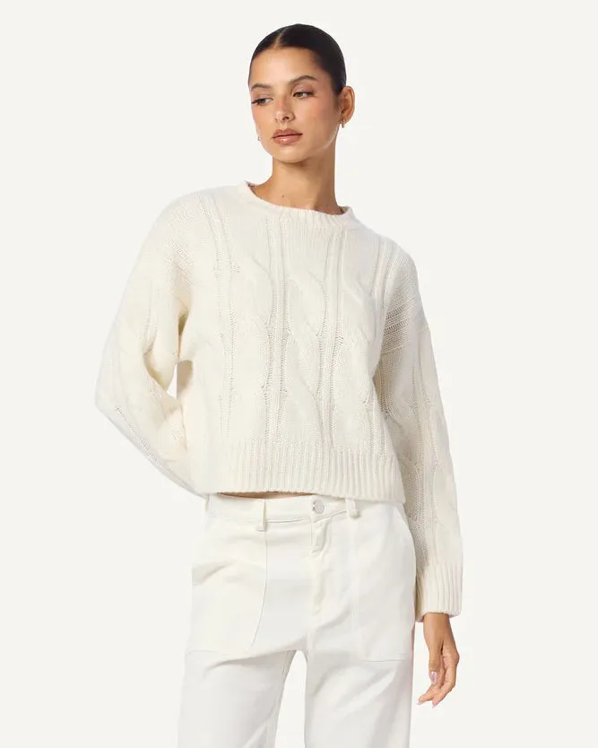 Sablyn Tristan Crewneck Pullover Gardenia