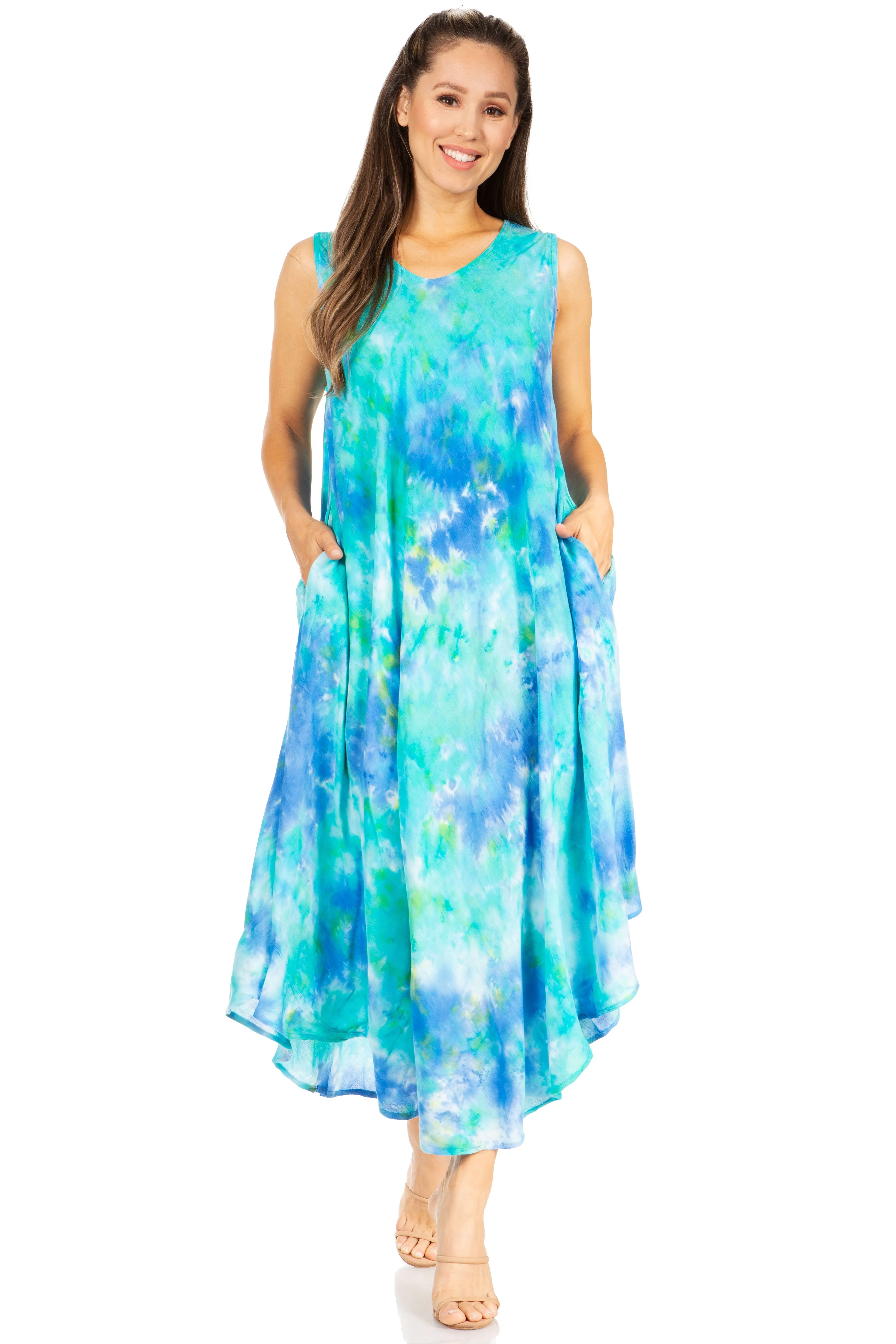 Sakkas Starlight Third Tie Dye Caftan Dress: Women's Beach Cover Up