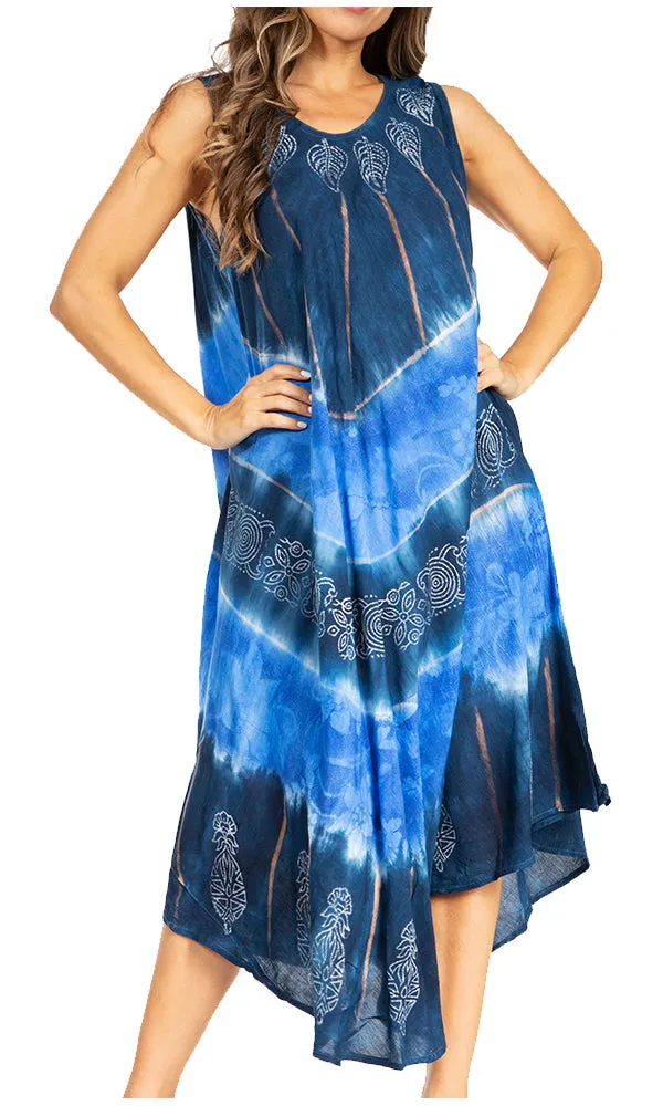 Sakkas Starlight Third Tie Dye Caftan Dress: Women's Beach Cover Up