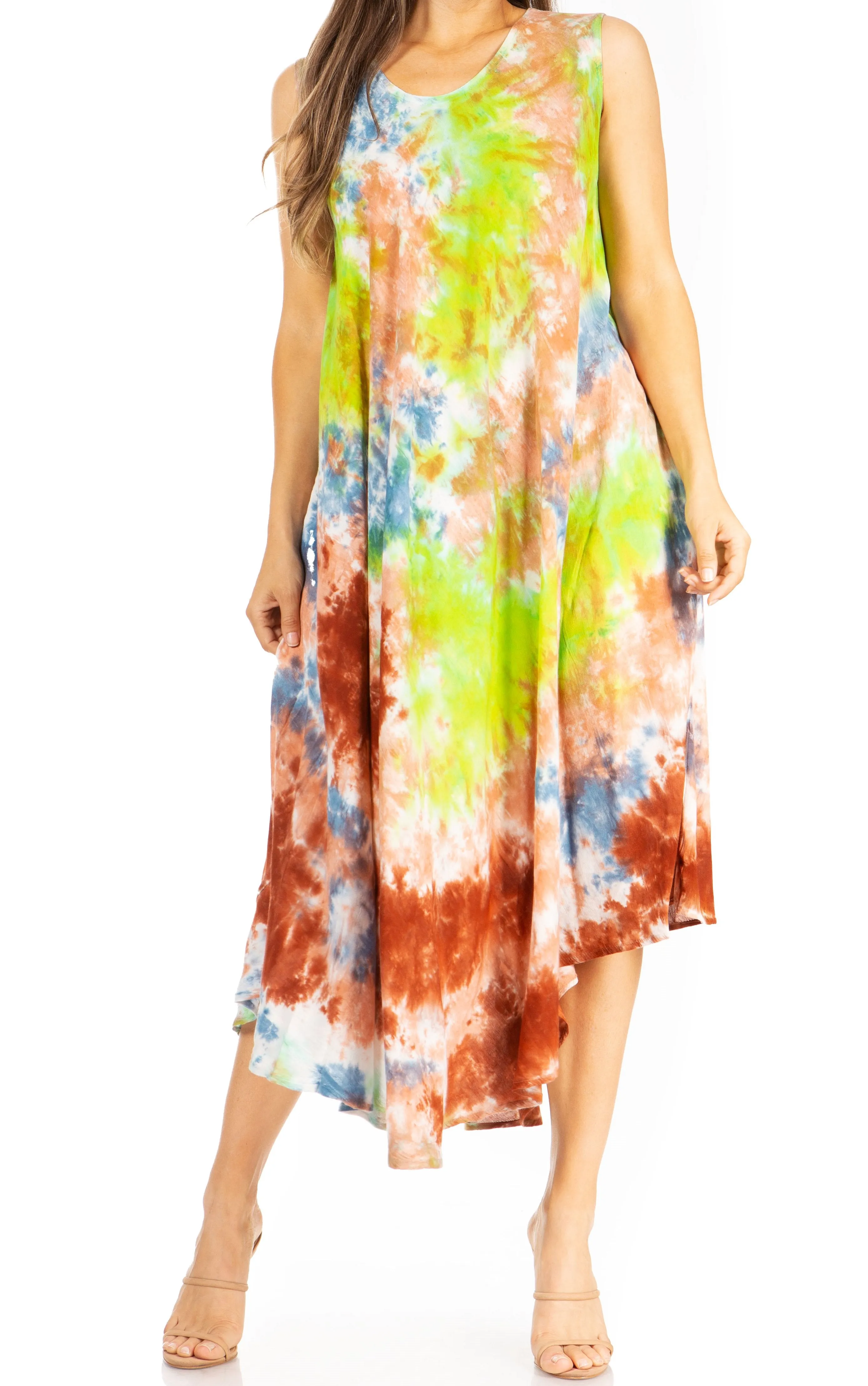 Sakkas Starlight Third Tie Dye Caftan Dress: Women's Beach Cover Up