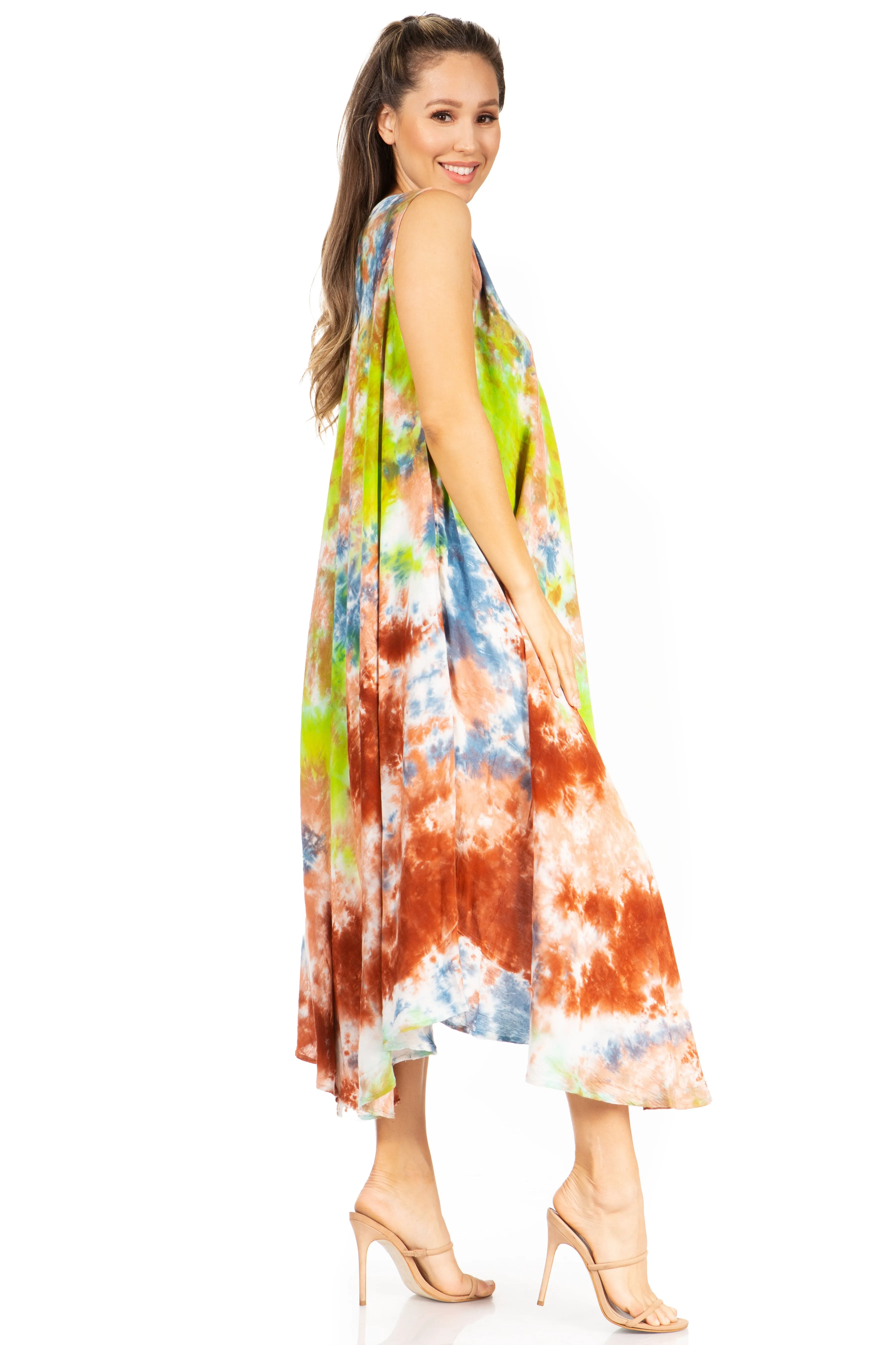 Sakkas Starlight Third Tie Dye Caftan Dress: Women's Beach Cover Up