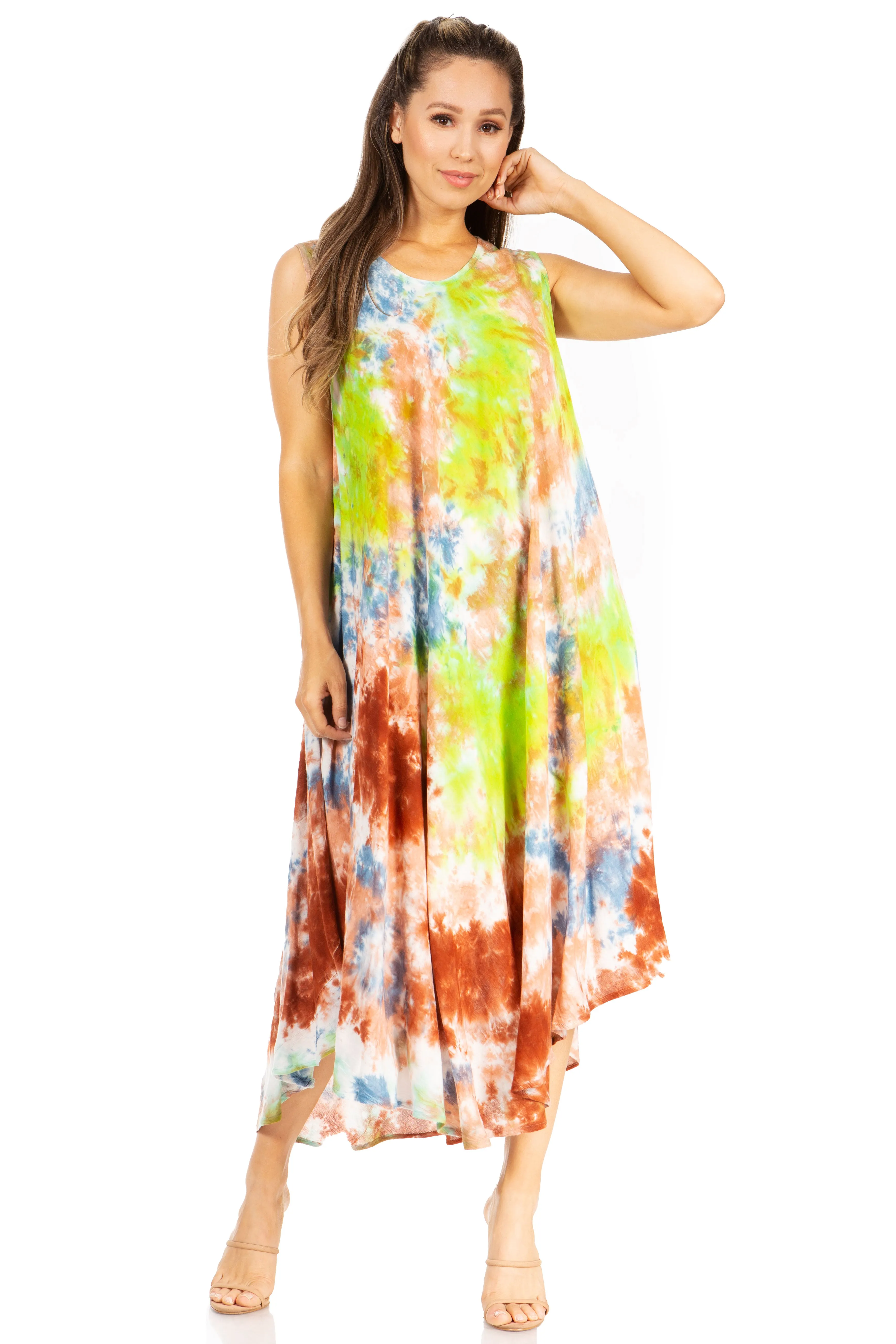 Sakkas Starlight Third Tie Dye Caftan Dress: Women's Beach Cover Up