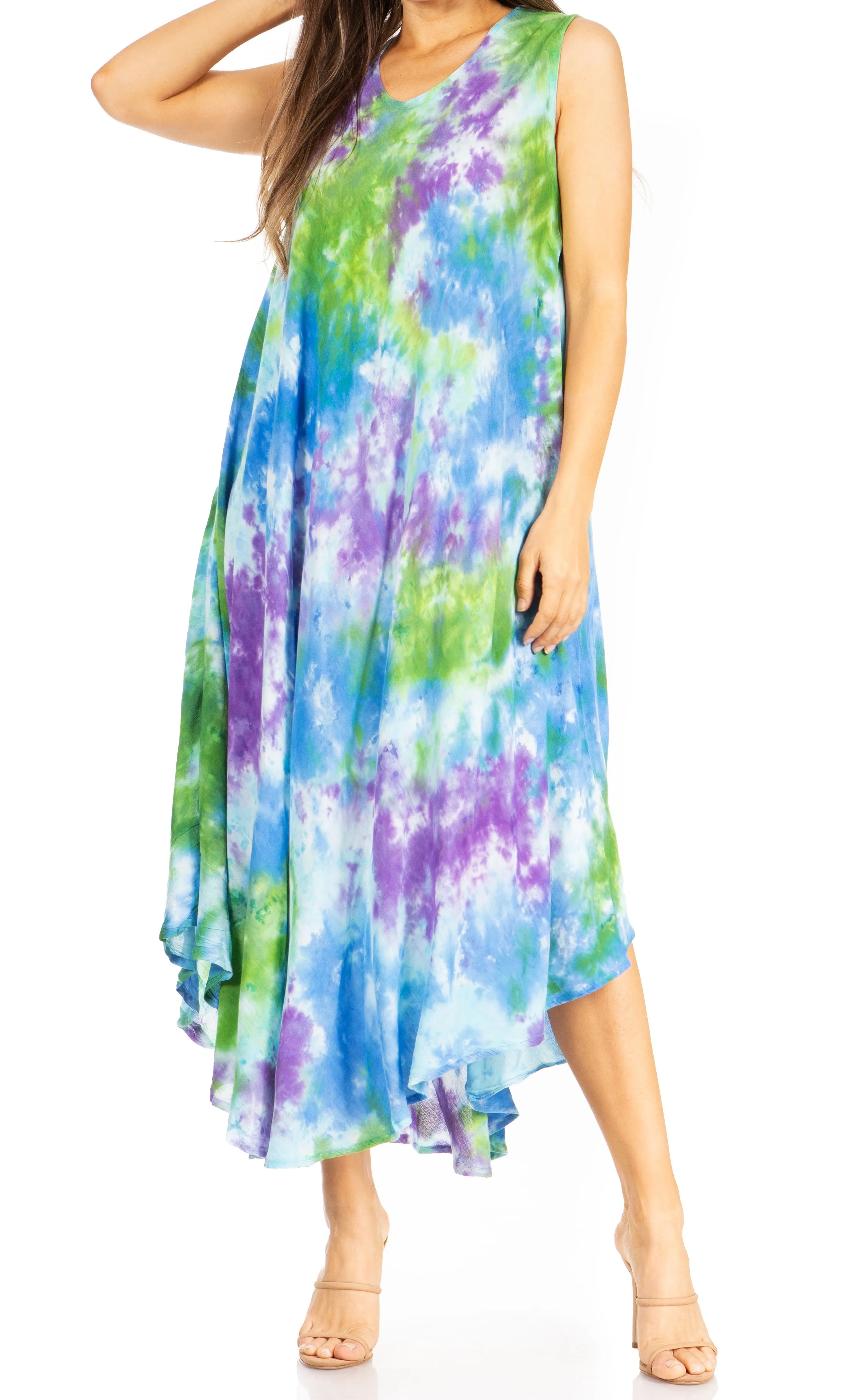 Sakkas Starlight Third Tie Dye Caftan Dress: Women's Beach Cover Up