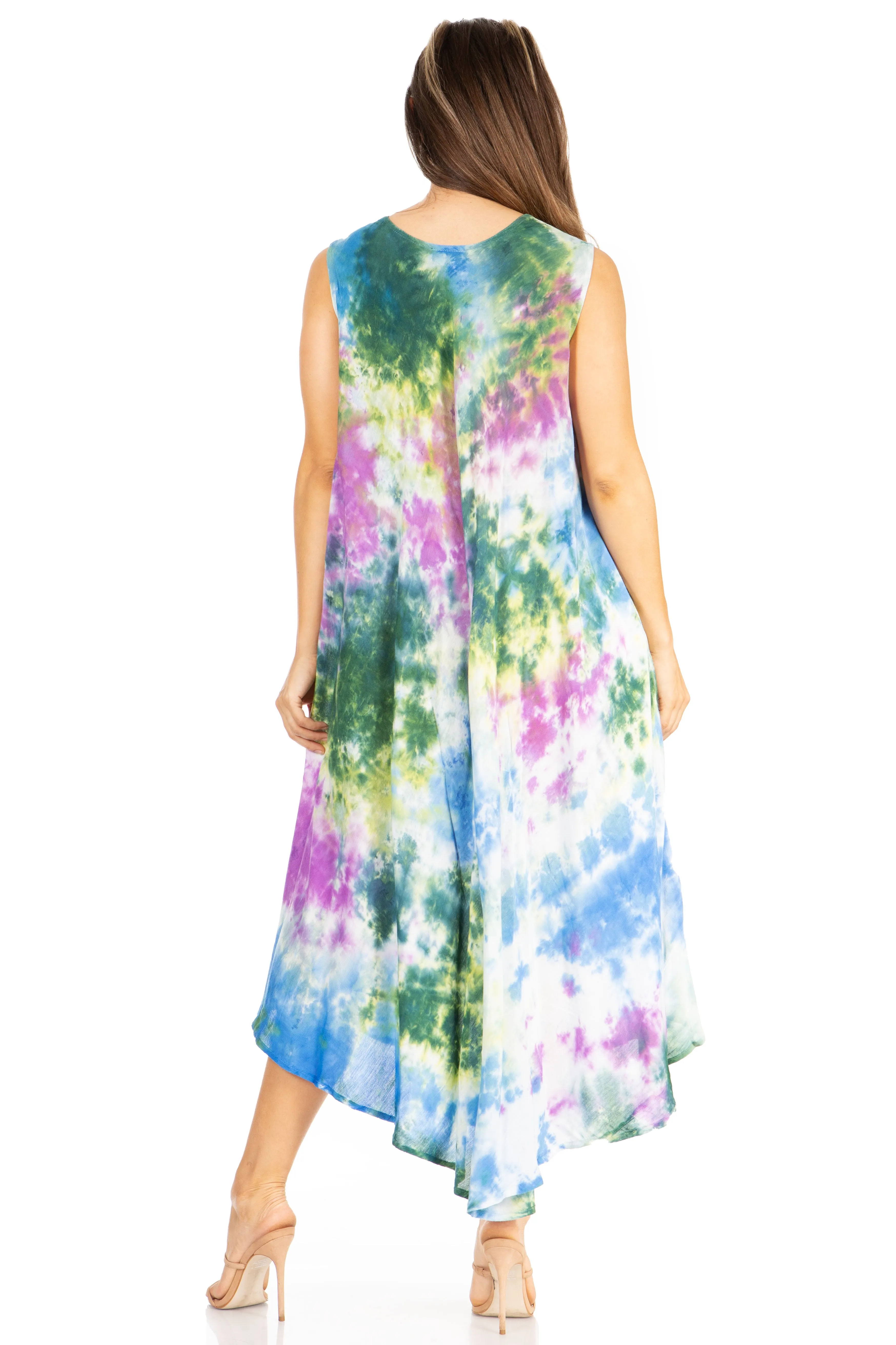 Sakkas Starlight Third Tie Dye Caftan Dress: Women's Beach Cover Up