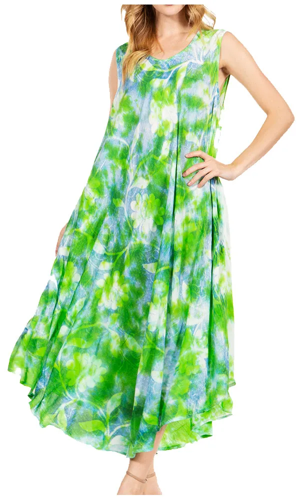 Sakkas Starlight Third Tie Dye Caftan Dress: Women's Beach Cover Up