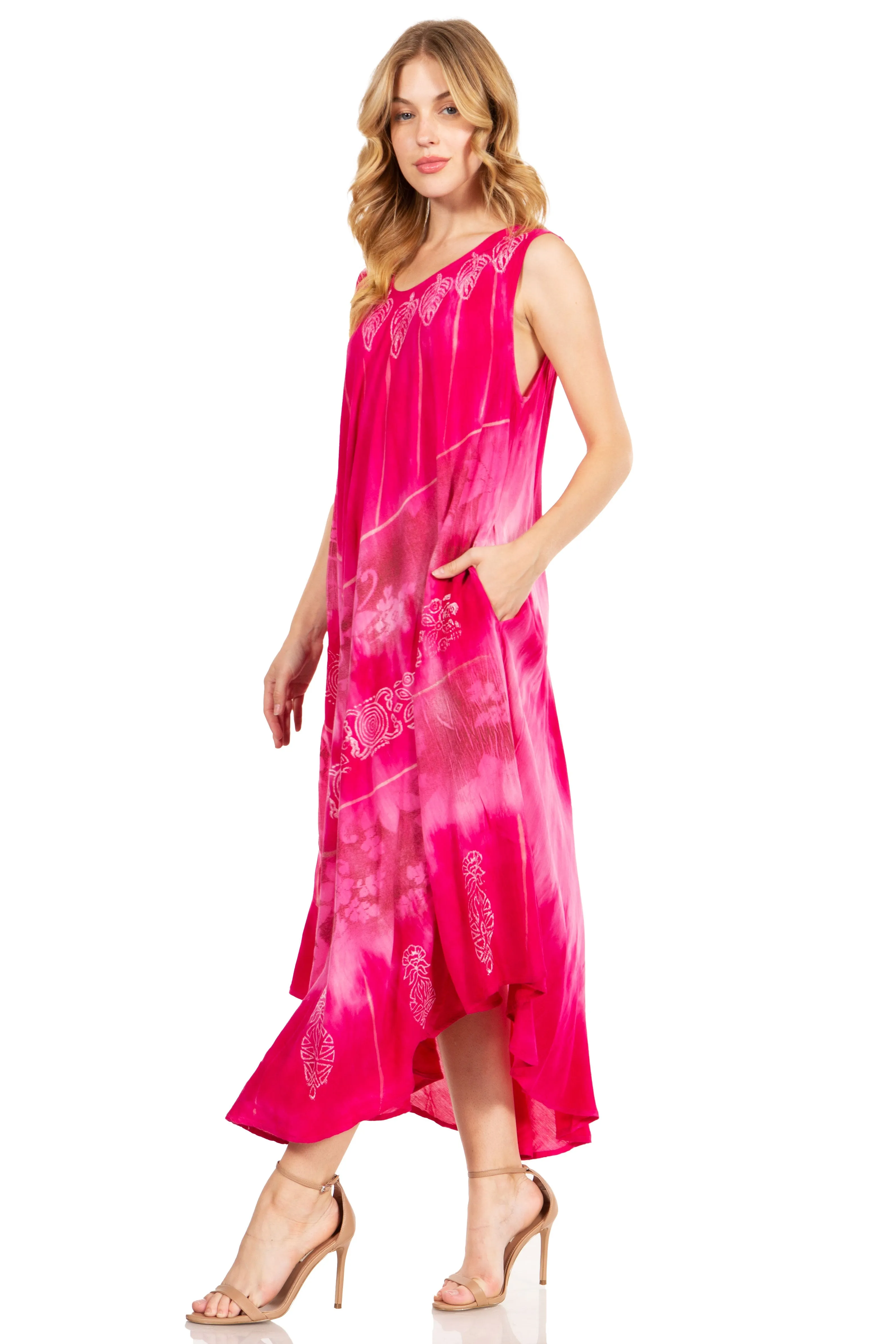 Sakkas Starlight Third Tie Dye Caftan Dress: Women's Beach Cover Up