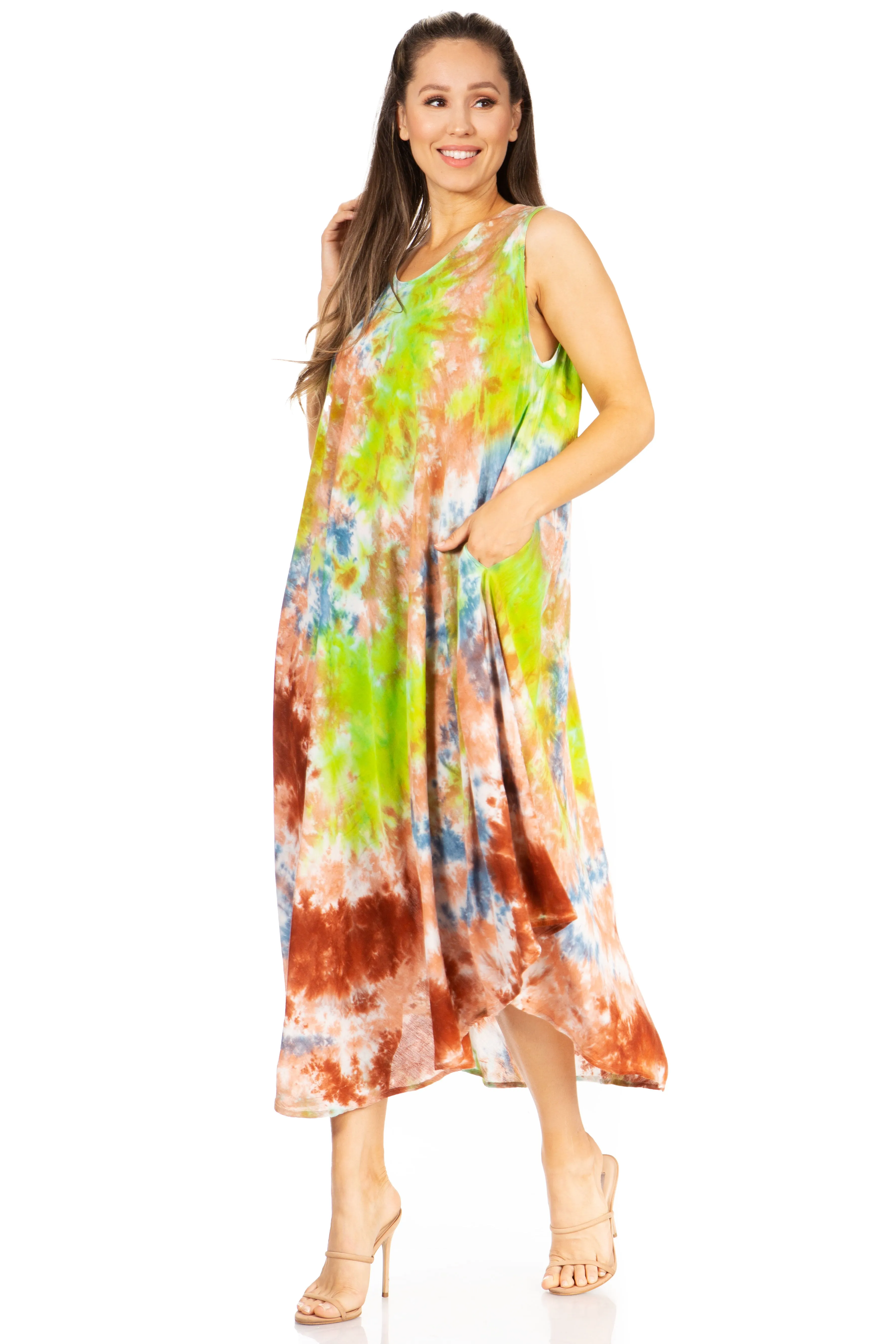 Sakkas Starlight Third Tie Dye Caftan Dress: Women's Beach Cover Up