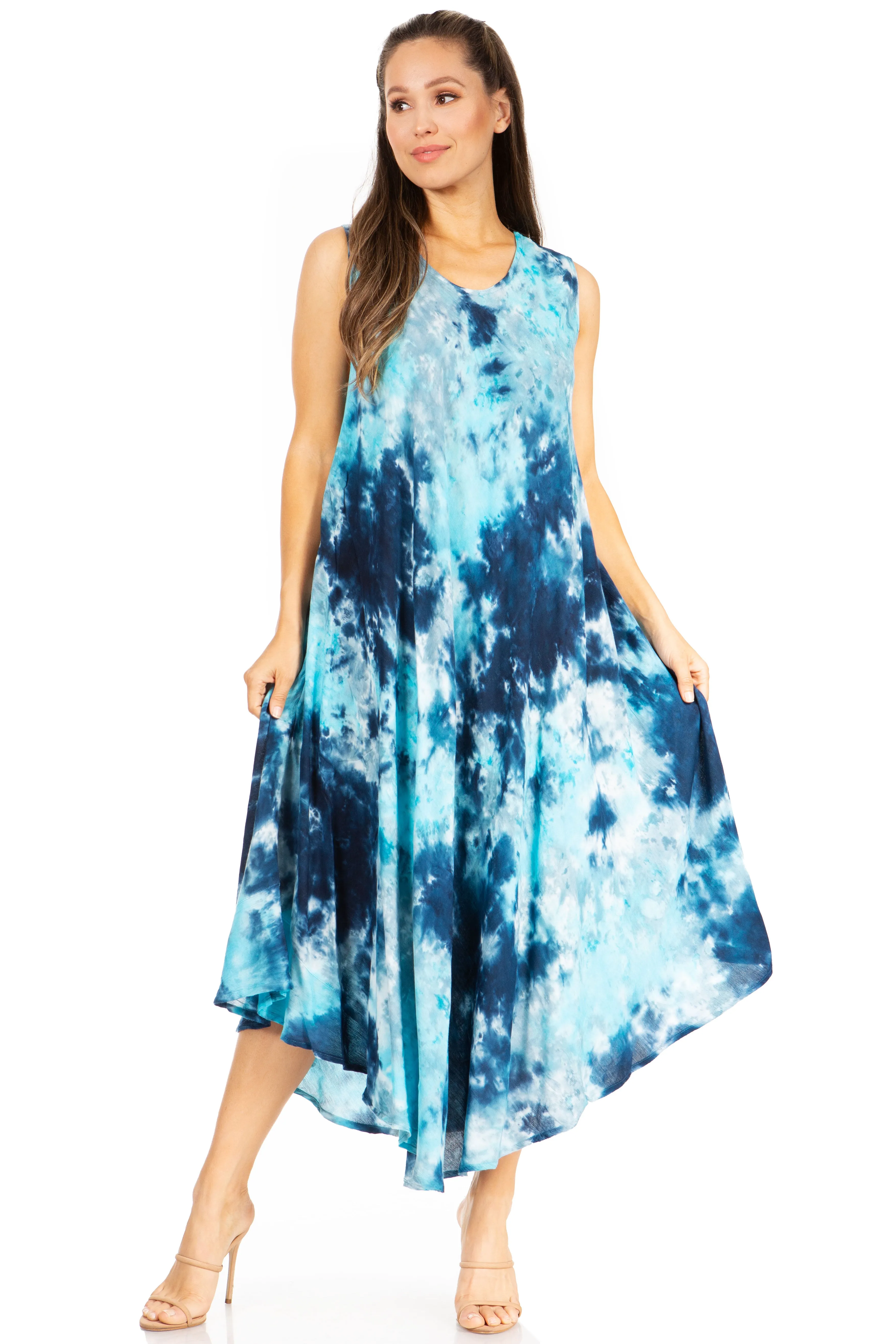 Sakkas Starlight Third Tie Dye Caftan Dress: Women's Beach Cover Up