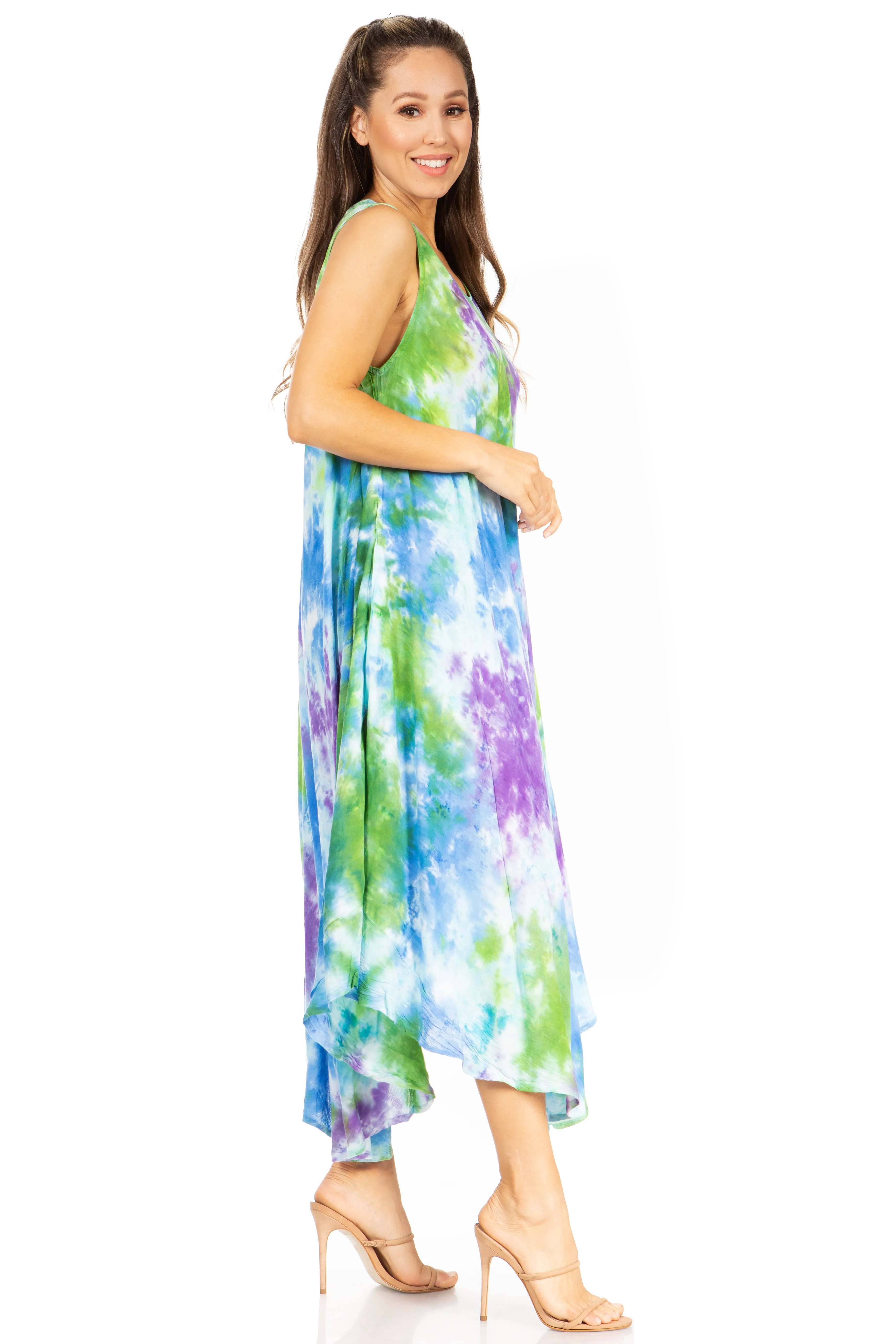 Sakkas Starlight Third Tie Dye Caftan Dress: Women's Beach Cover Up