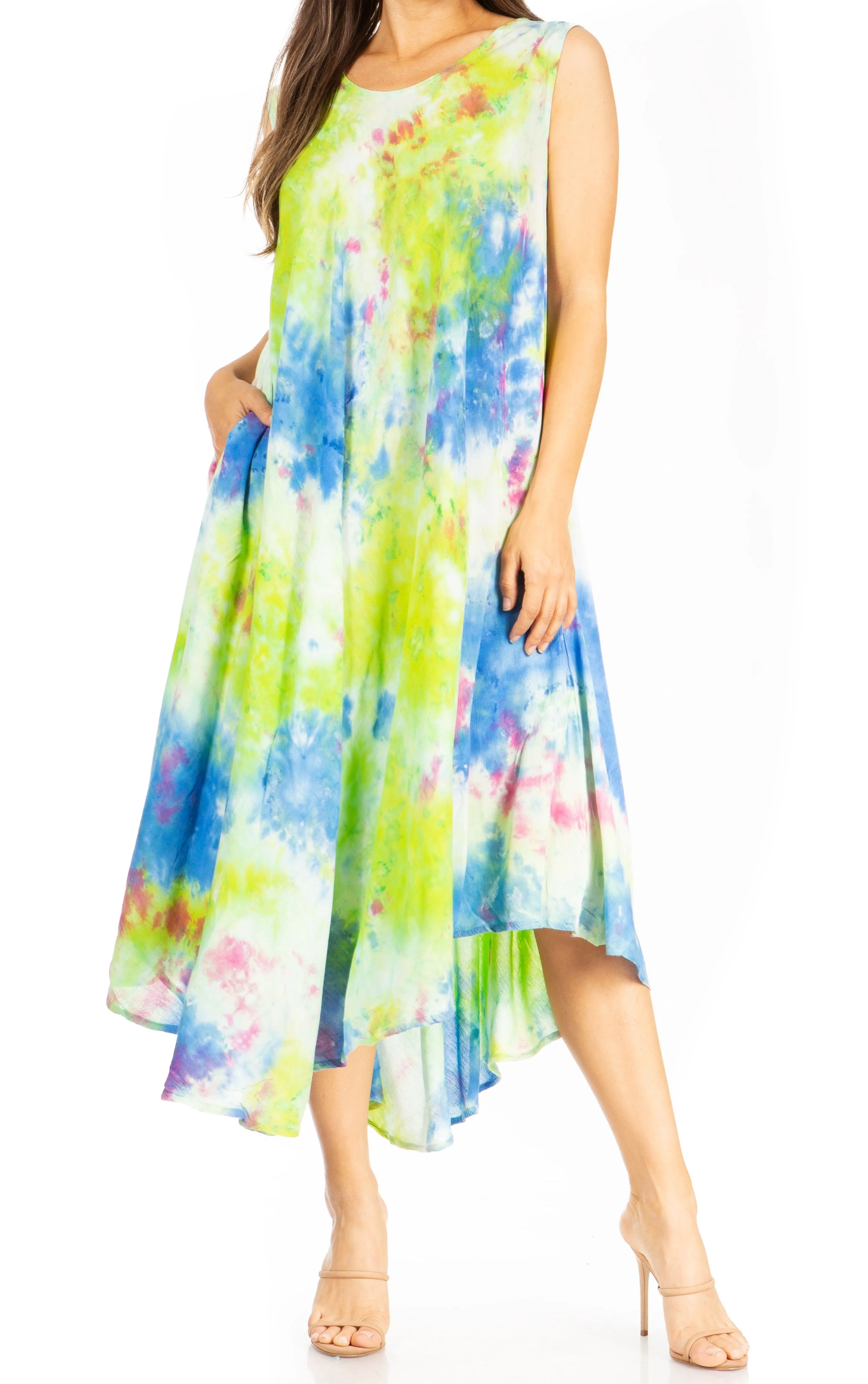 Sakkas Starlight Third Tie Dye Caftan Dress: Women's Beach Cover Up