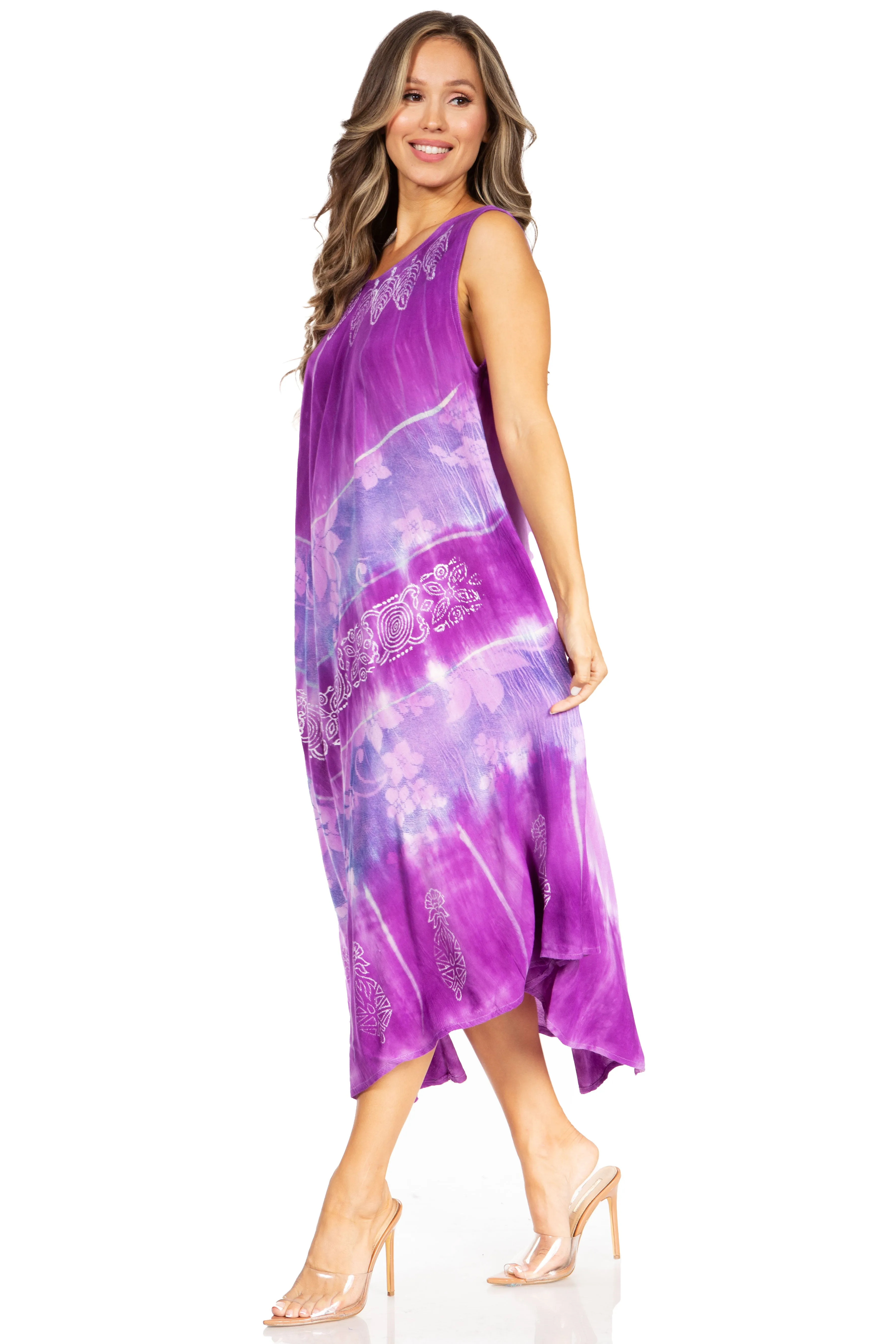 Sakkas Starlight Third Tie Dye Caftan Dress: Women's Beach Cover Up