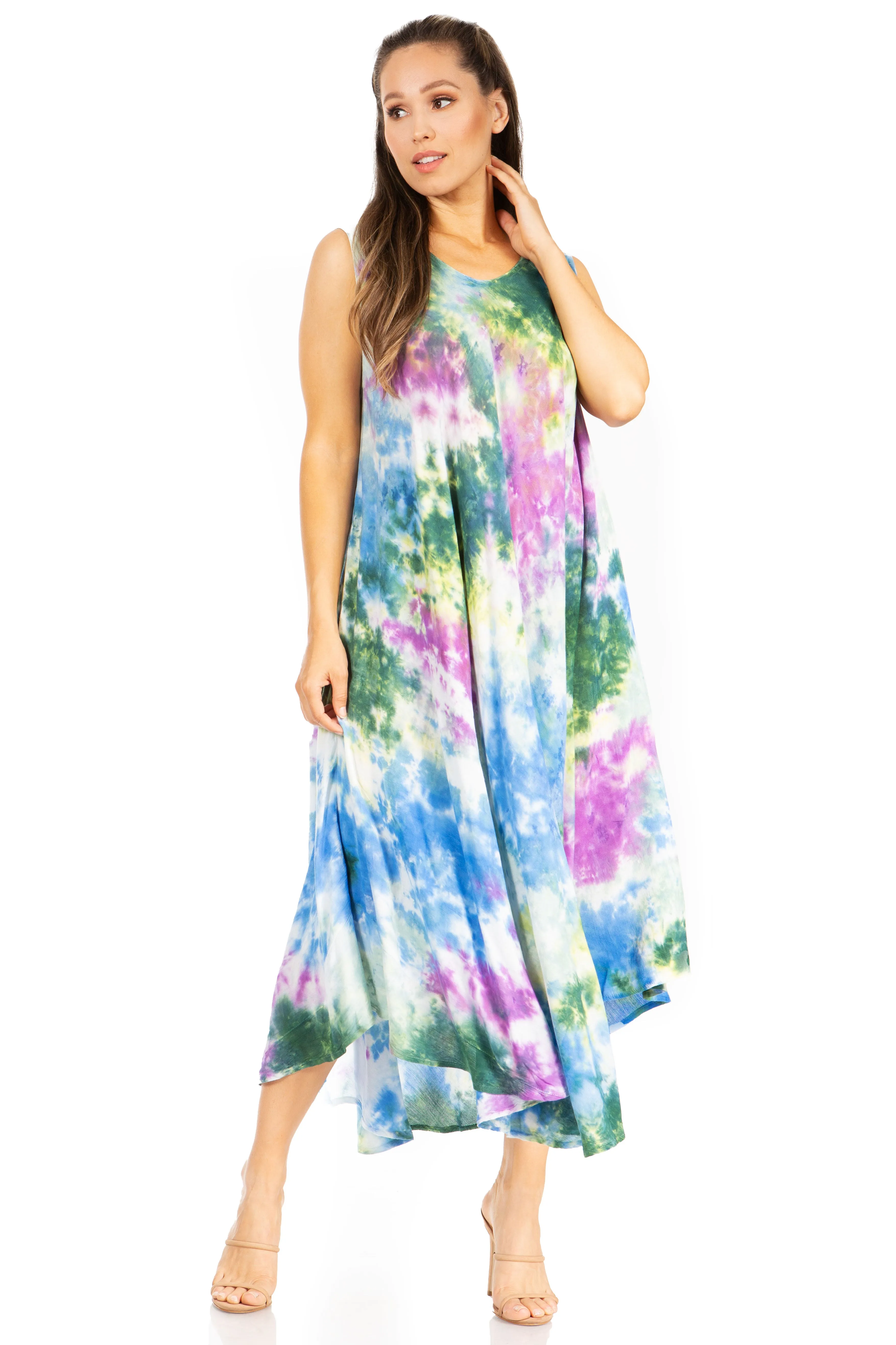 Sakkas Starlight Third Tie Dye Caftan Dress: Women's Beach Cover Up