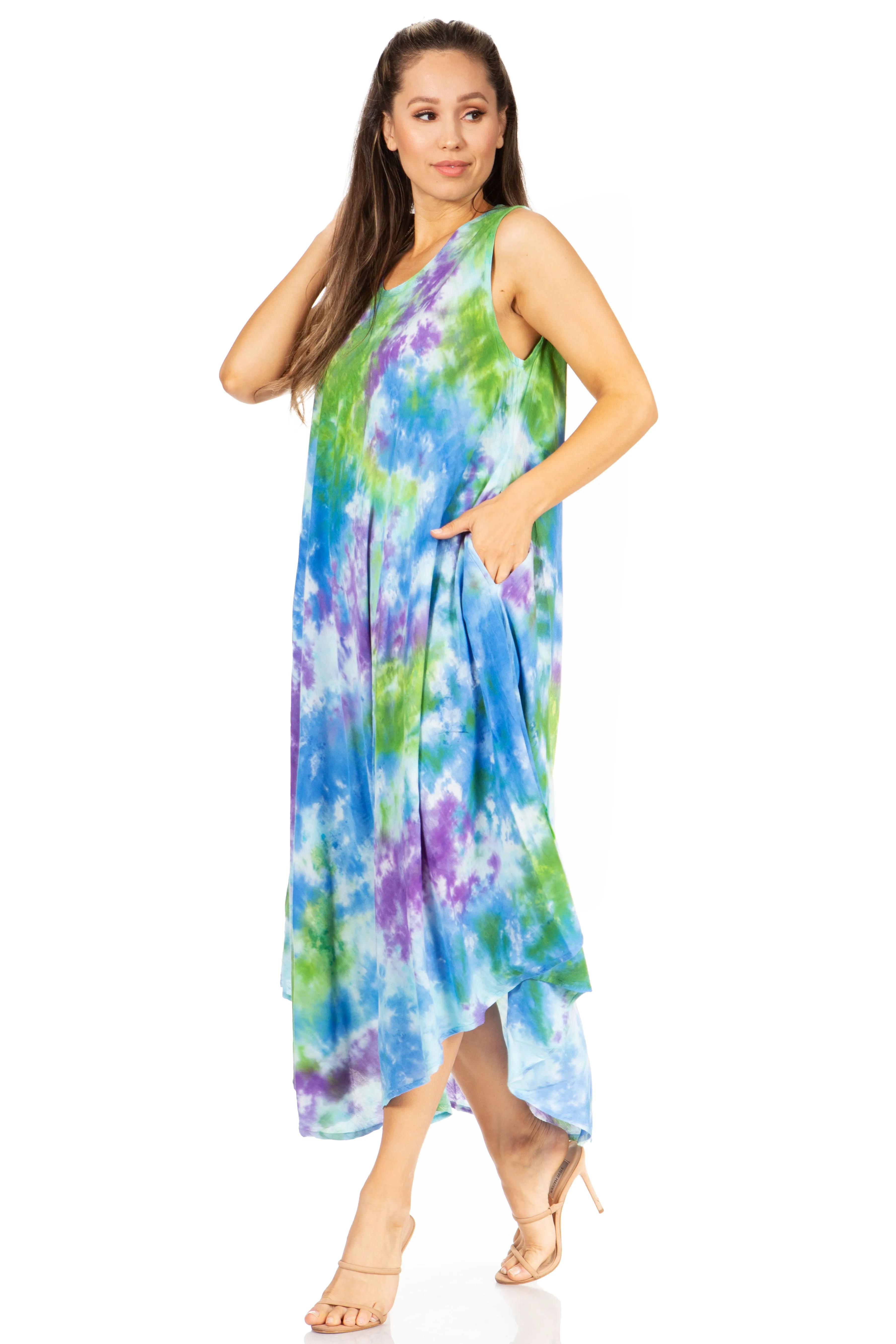 Sakkas Starlight Third Tie Dye Caftan Dress: Women's Beach Cover Up